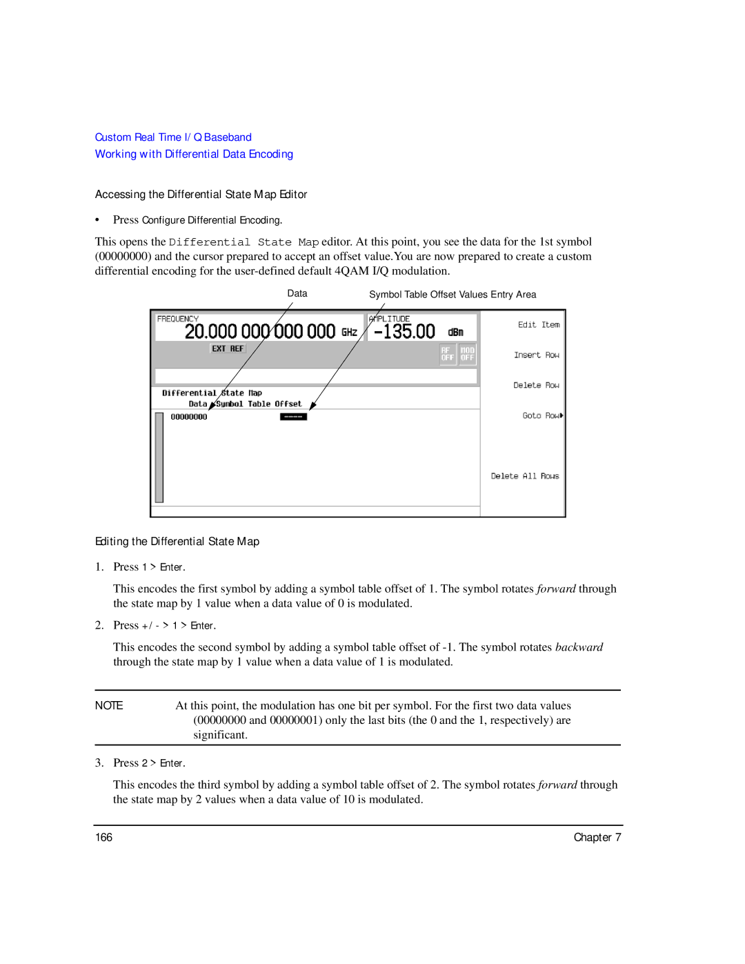 Agilent Technologies E8257C PSG manual Accessing the Differential State Map Editor, Editing the Differential State Map 