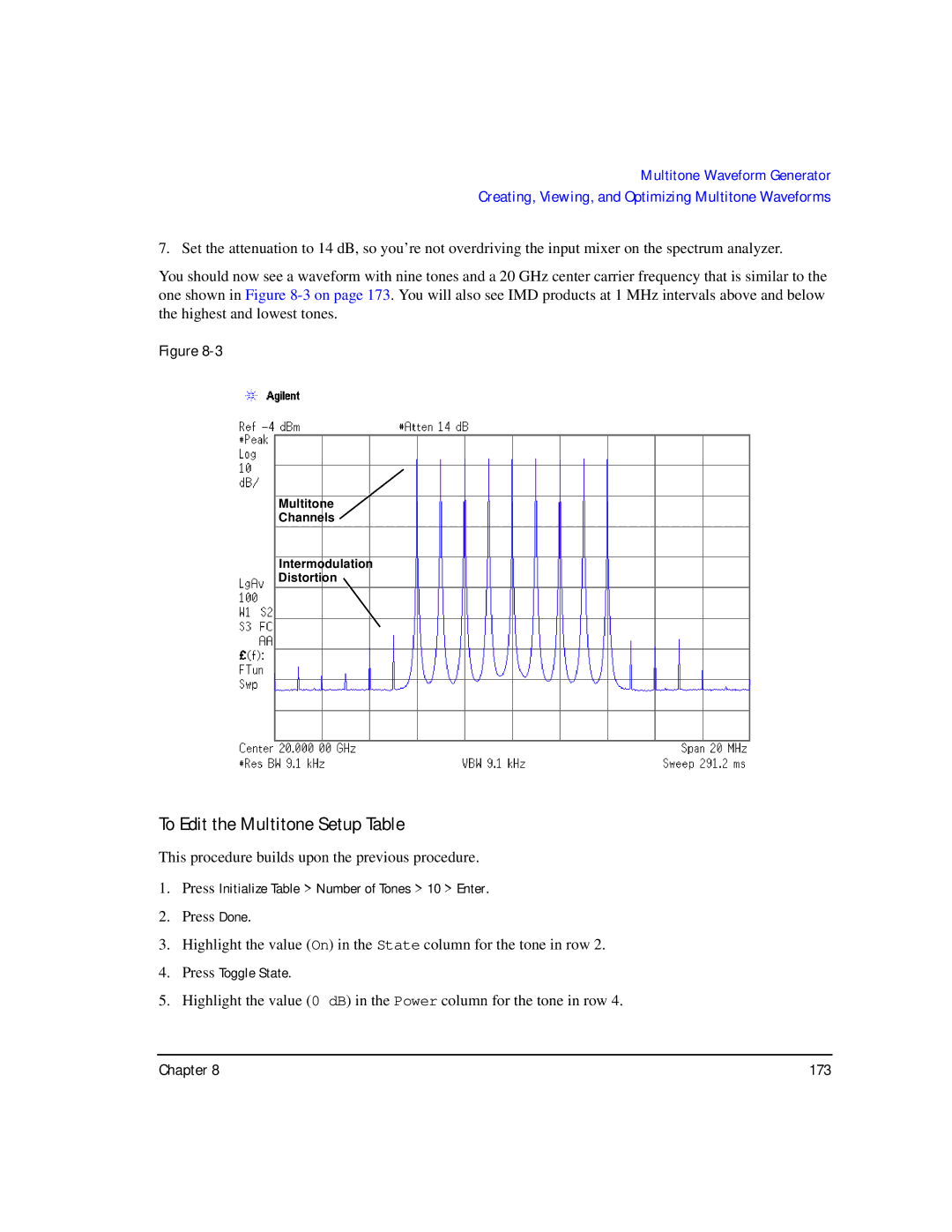 Agilent Technologies E8267C PSG, E8247C PSG CW, E8257C PSG manual To Edit the Multitone Setup Table 