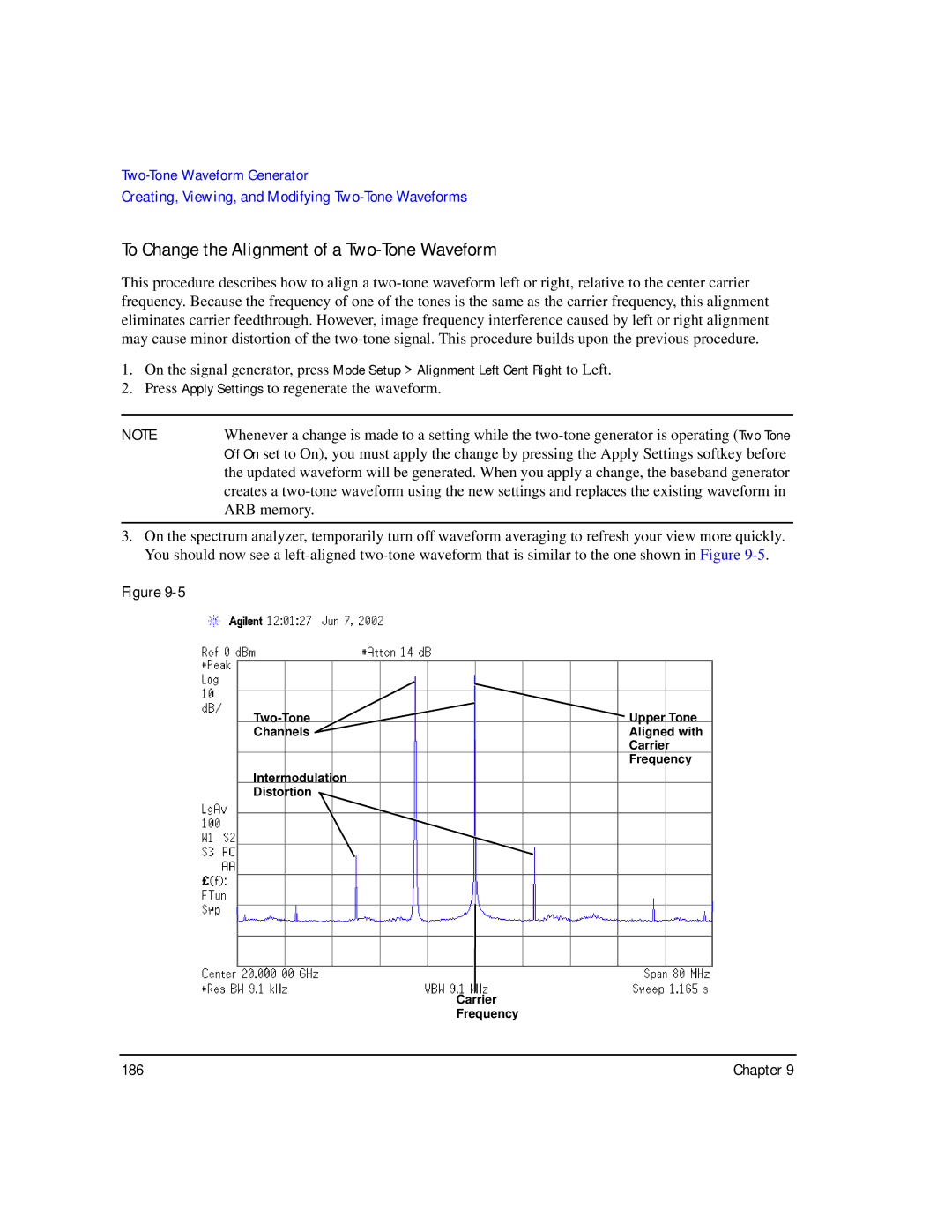 Agilent Technologies E8247C PSG CW, E8267C PSG, E8257C PSG manual To Change the Alignment of a Two-Tone Waveform 