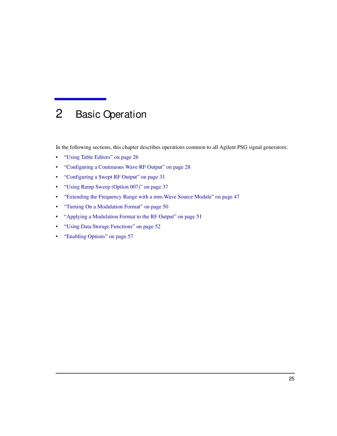 Agilent Technologies E8257C PSG, E8267C PSG, E8247C PSG CW manual Basic Operation 