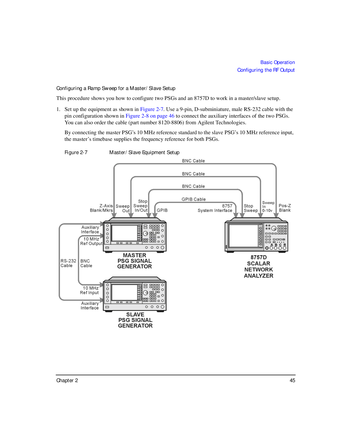 Agilent Technologies E8247C PSG CW, E8267C PSG, E8257C PSG manual Configuring a Ramp Sweep for a Master/Slave Setup 