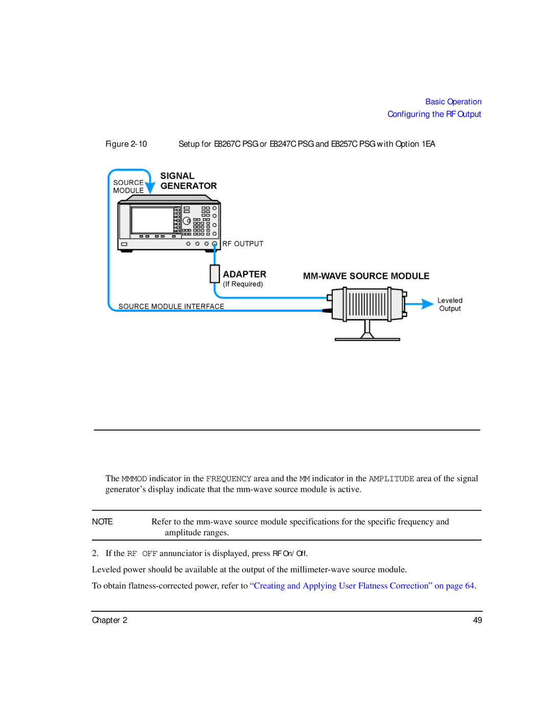 Agilent Technologies E8257C PSG, E8267C PSG, E8247C PSG CW manual Configuring the RF Output 