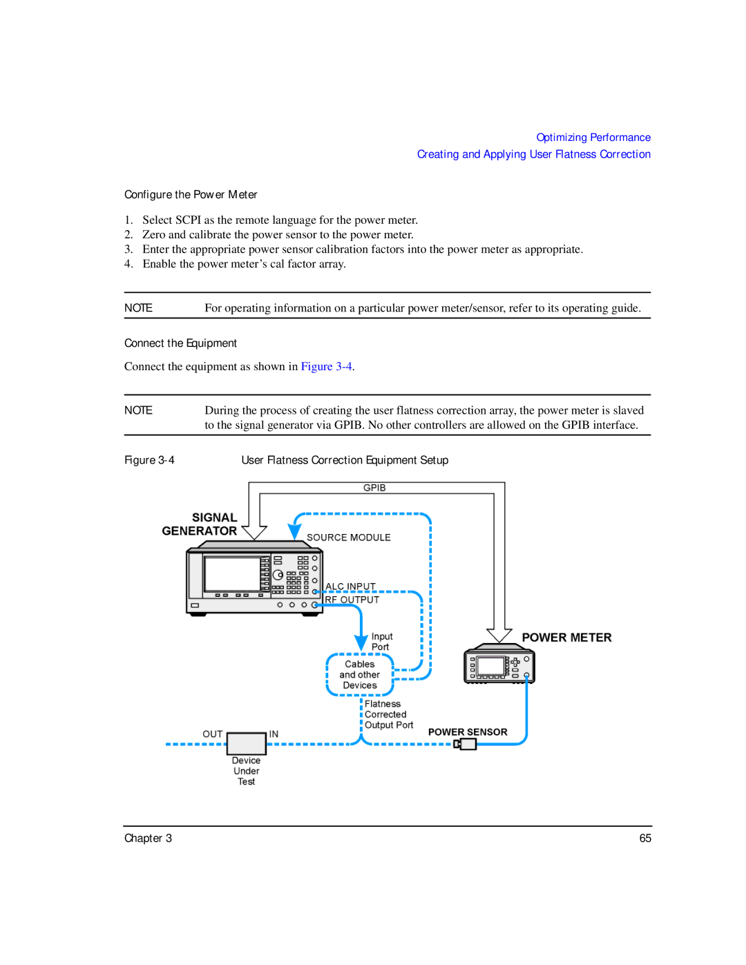 Agilent Technologies E8267C PSG, E8247C PSG CW manual Configure the Power Meter, User Flatness Correction Equipment Setup 