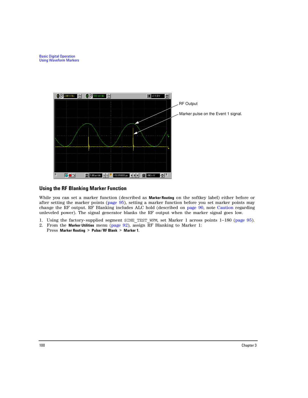 Agilent Technologies E8267D PSG, E8257D PSG manual Using the RF Blanking Marker Function 