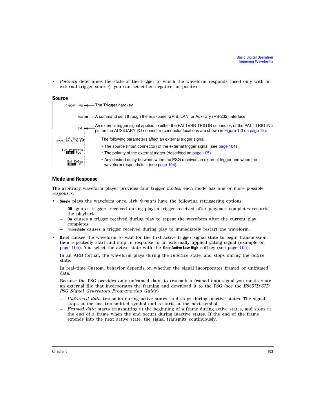 Agilent Technologies E8257D PSG, E8267D PSG manual Source, Mode and Response 