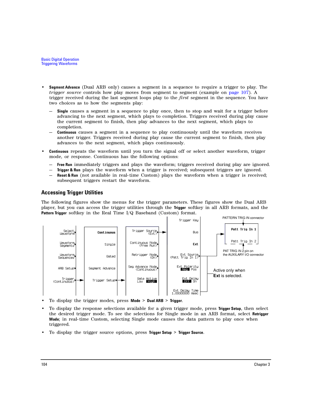 Agilent Technologies E8267D PSG, E8257D PSG manual Accessing Trigger Utilities 