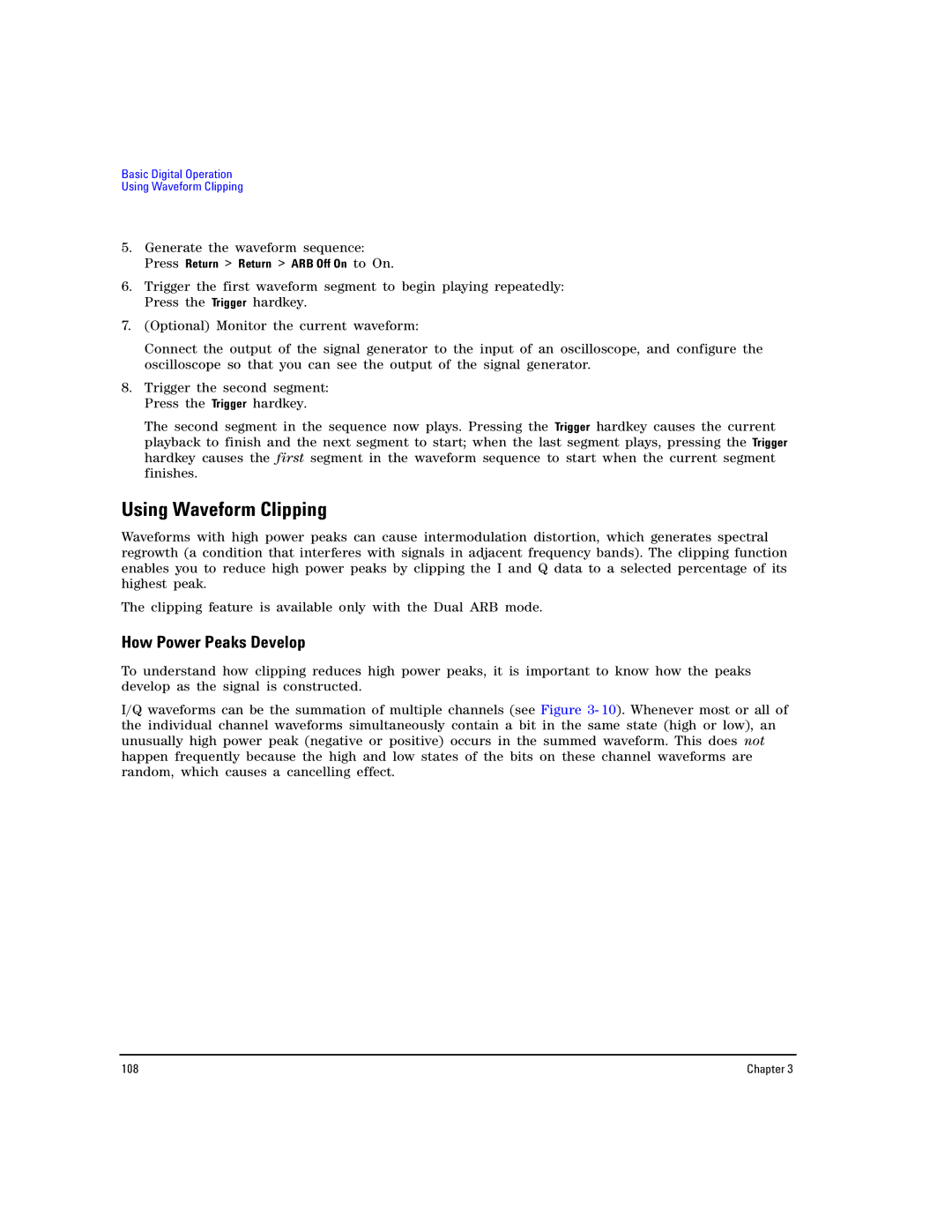 Agilent Technologies E8267D PSG, E8257D PSG manual Using Waveform Clipping, How Power Peaks Develop 