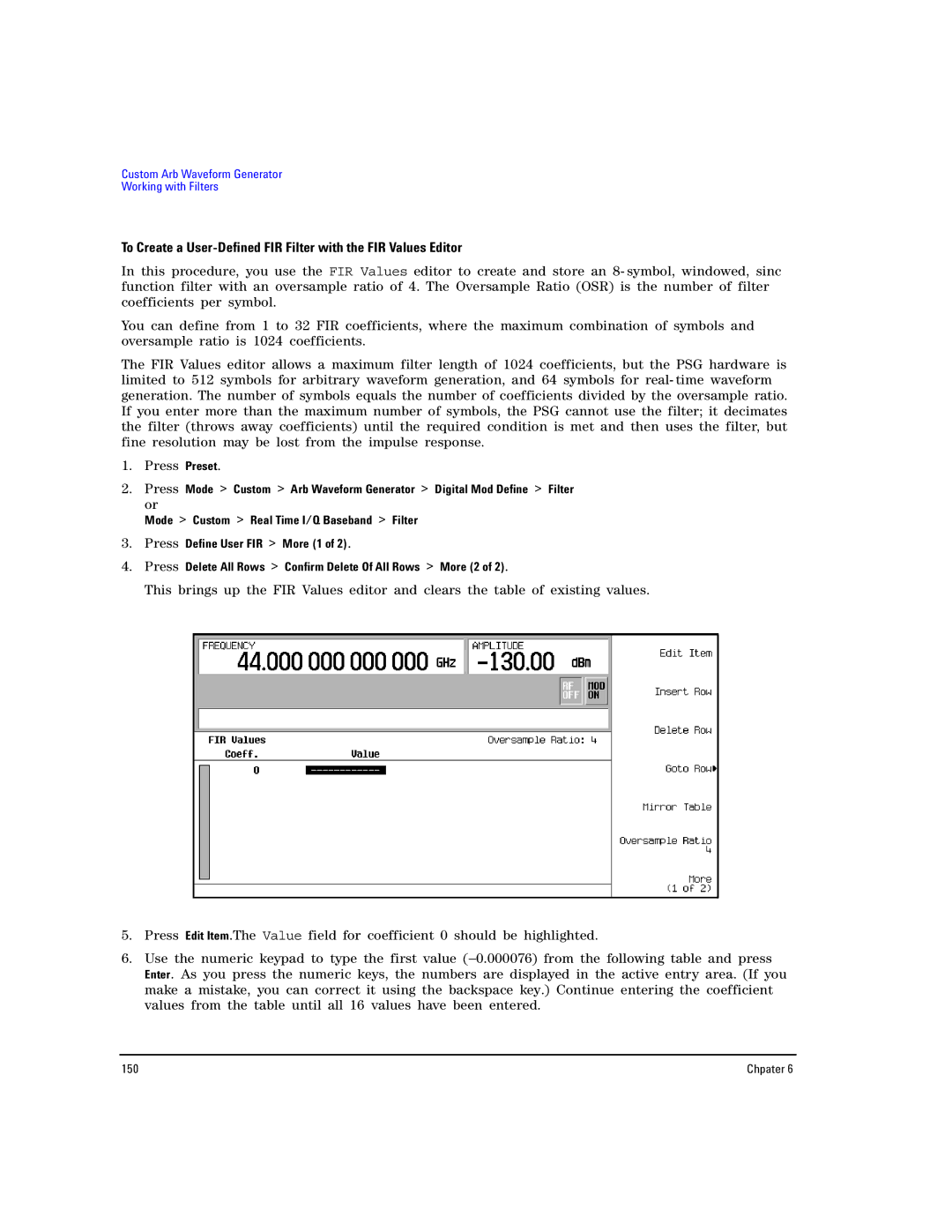 Agilent Technologies E8267D PSG, E8257D PSG manual Chpater 