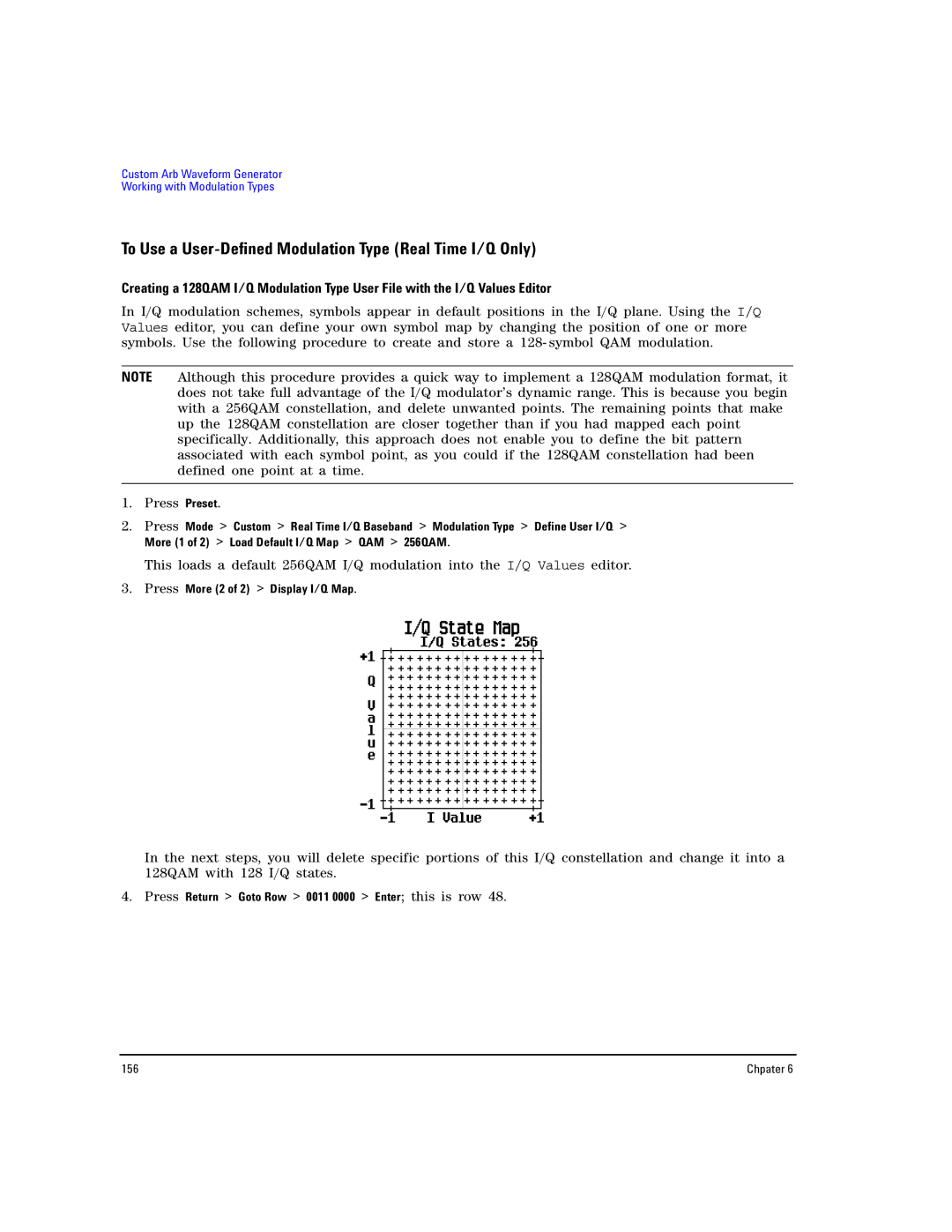 Agilent Technologies E8267D PSG, E8257D PSG manual To Use a User-Defined Modulation Type Real Time I/Q Only 