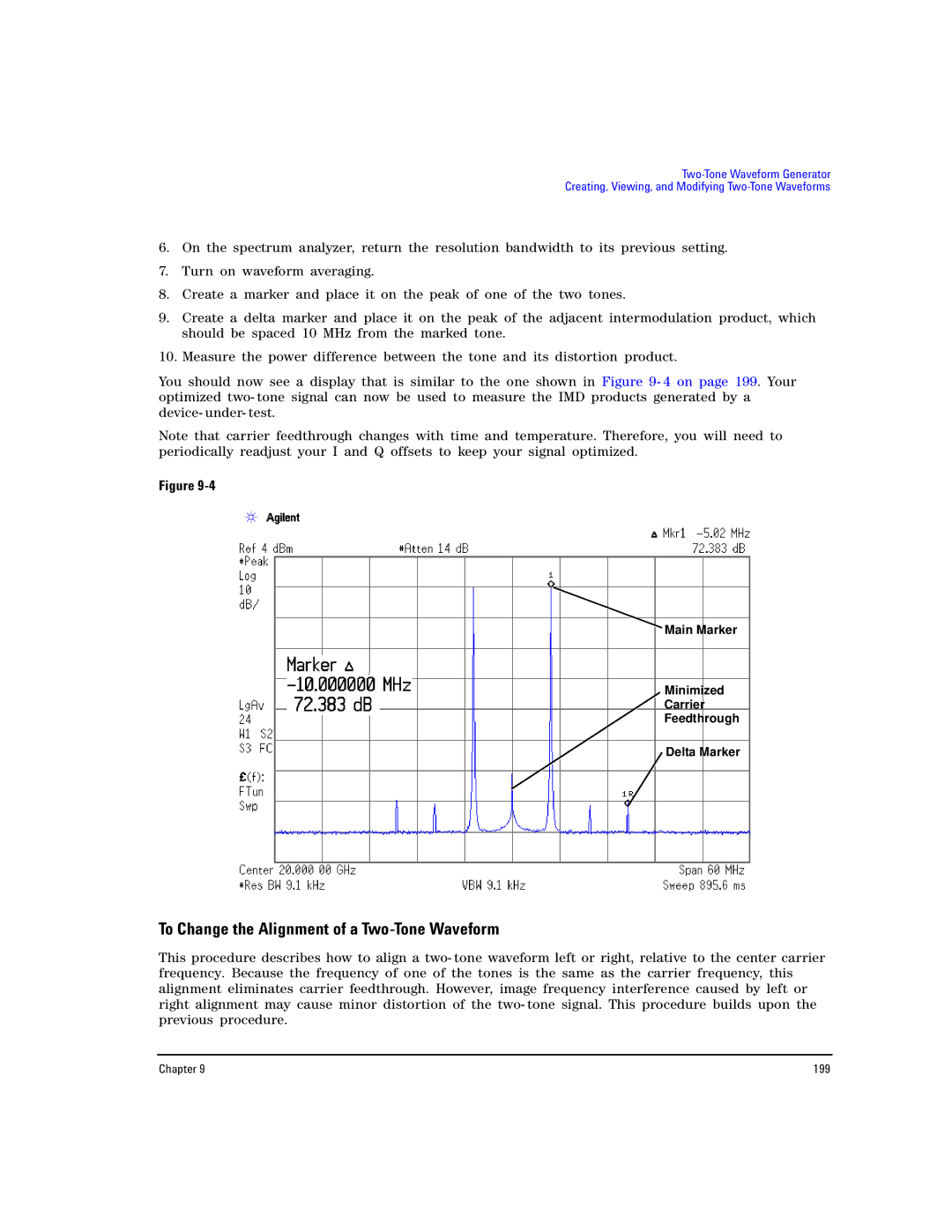 Agilent Technologies E8257D PSG, E8267D PSG manual To Change the Alignment of a Two-Tone Waveform 