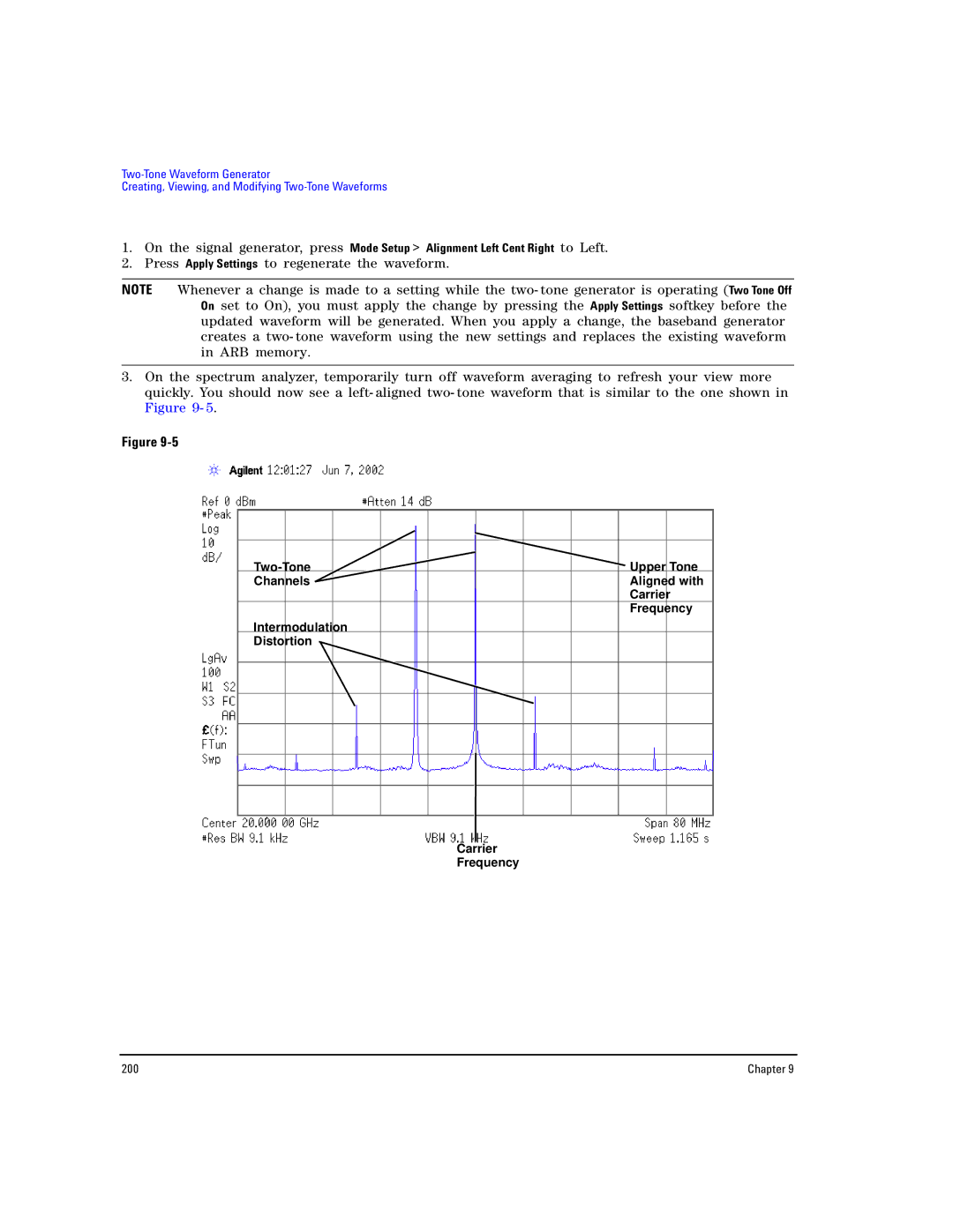 Agilent Technologies E8267D PSG, E8257D PSG manual Two-Tone, Intermodulation Distortion Carrier Frequency 