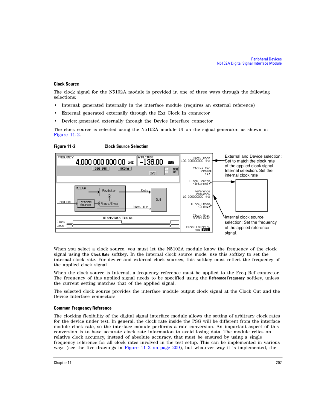 Agilent Technologies E8257D PSG, E8267D PSG manual Clock Source, Common Frequency Reference 