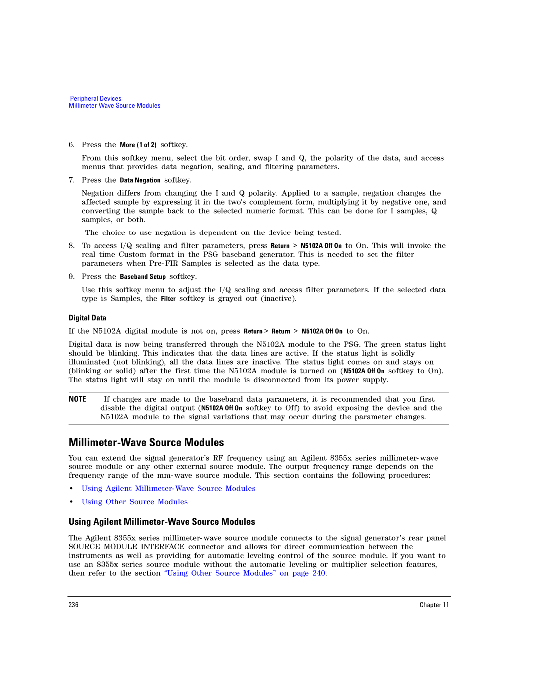 Agilent Technologies E8267D PSG, E8257D PSG manual Using Agilent Millimeter-Wave Source Modules, Digital Data 