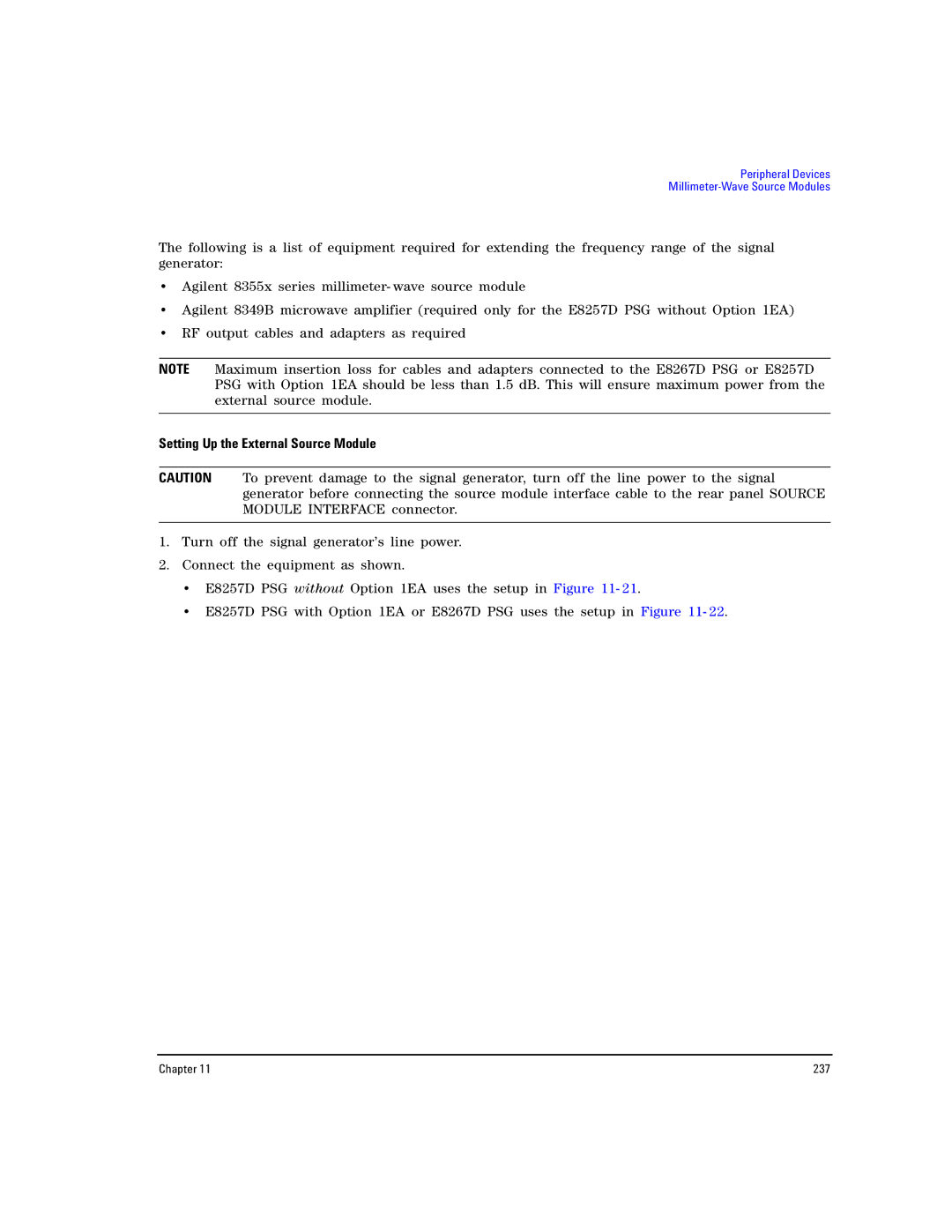 Agilent Technologies E8257D PSG, E8267D PSG manual Setting Up the External Source Module 