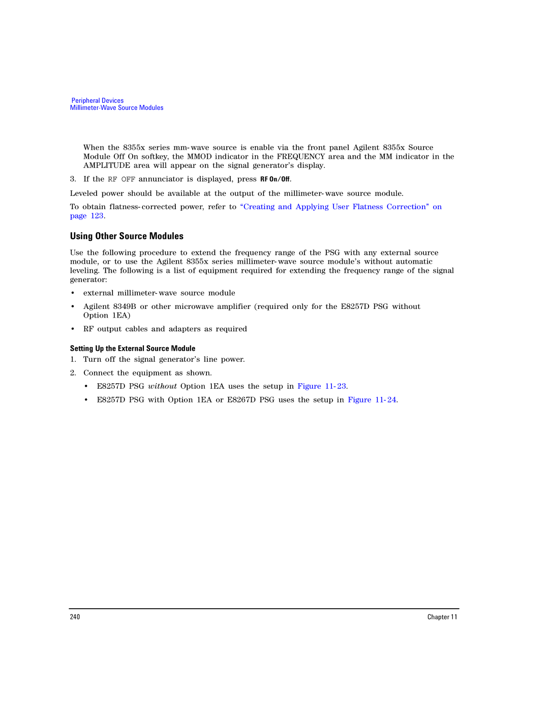 Agilent Technologies E8267D PSG, E8257D PSG manual Using Other Source Modules, Setting Up the External Source Module 