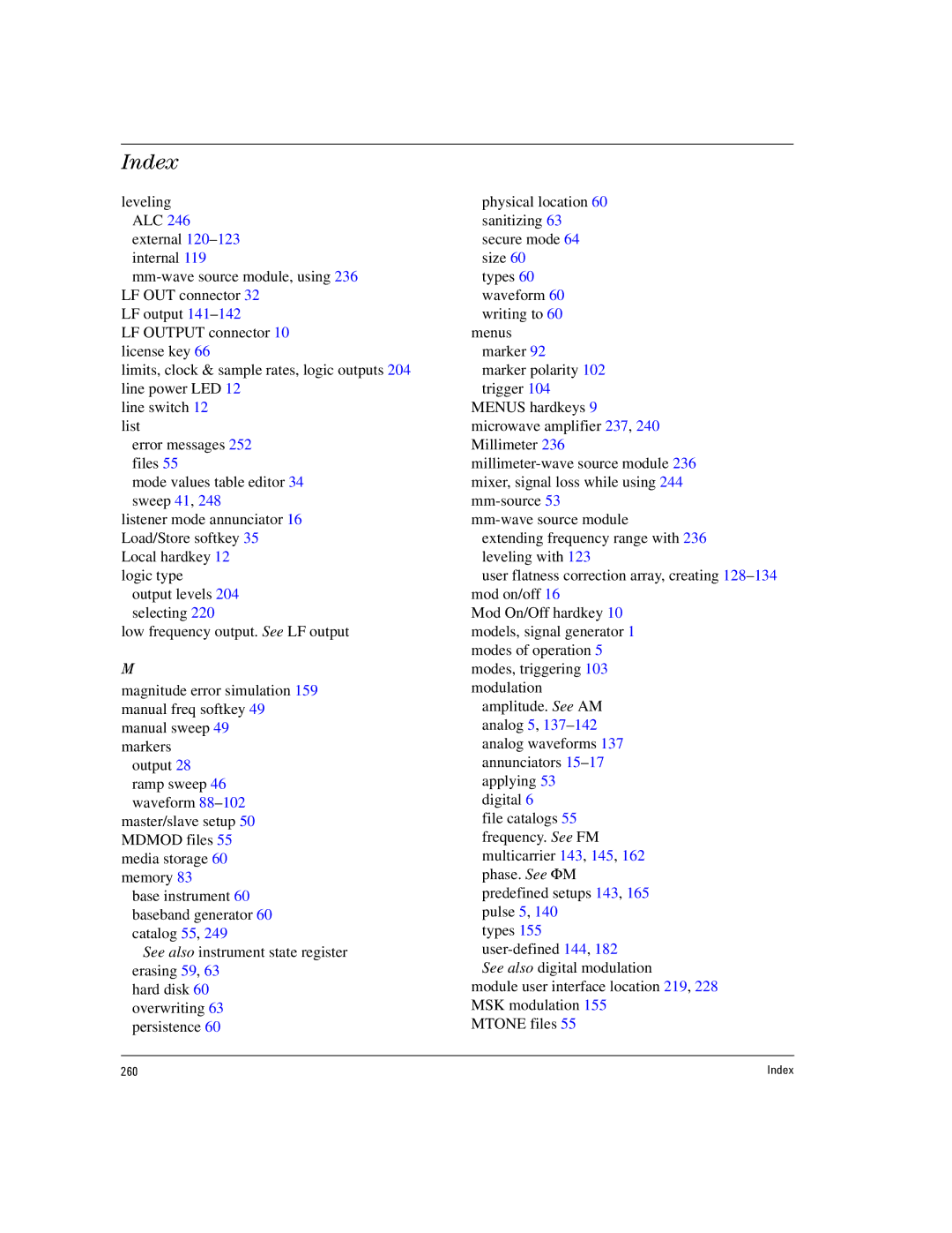 Agilent Technologies E8267D PSG, E8257D PSG manual Index 