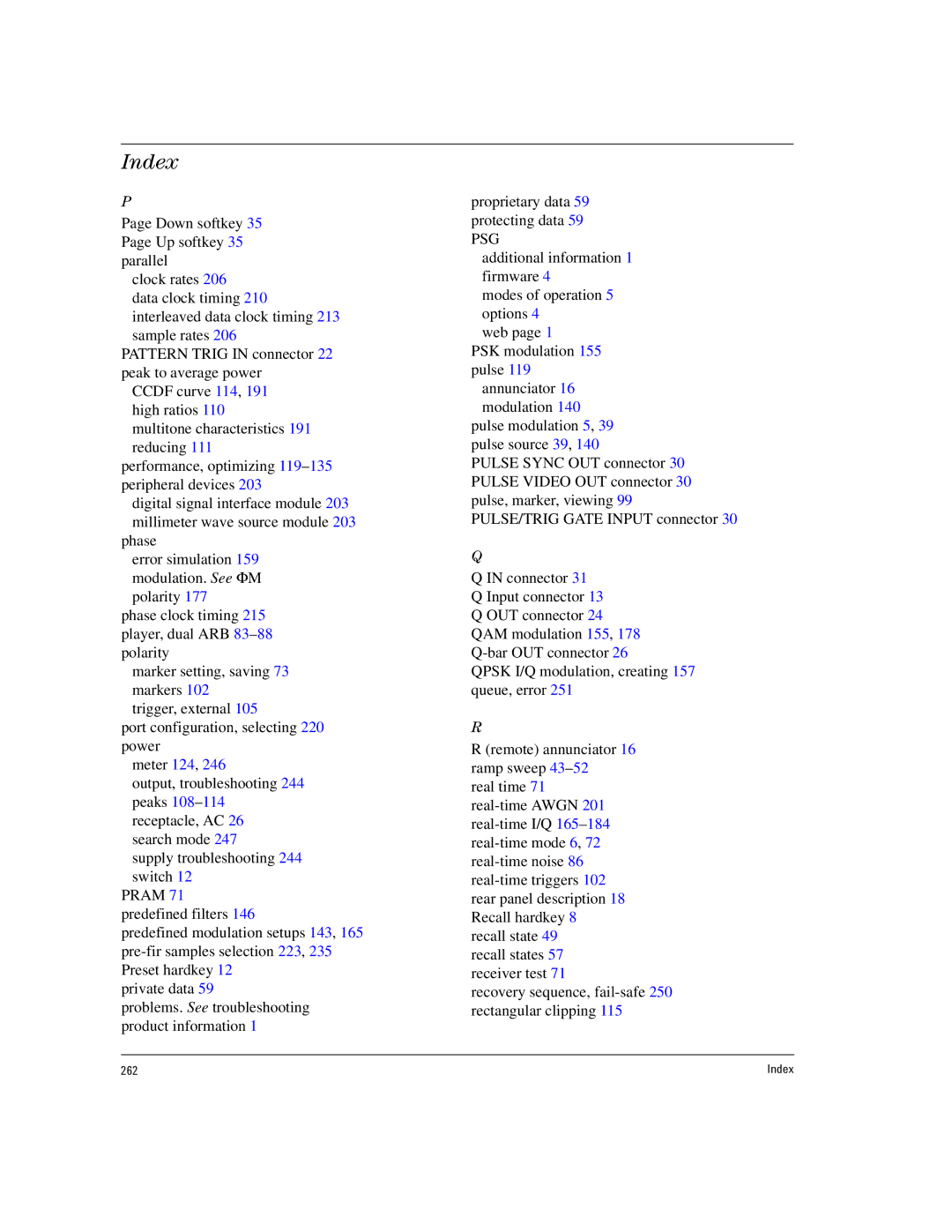 Agilent Technologies E8267D PSG, E8257D PSG manual Index 