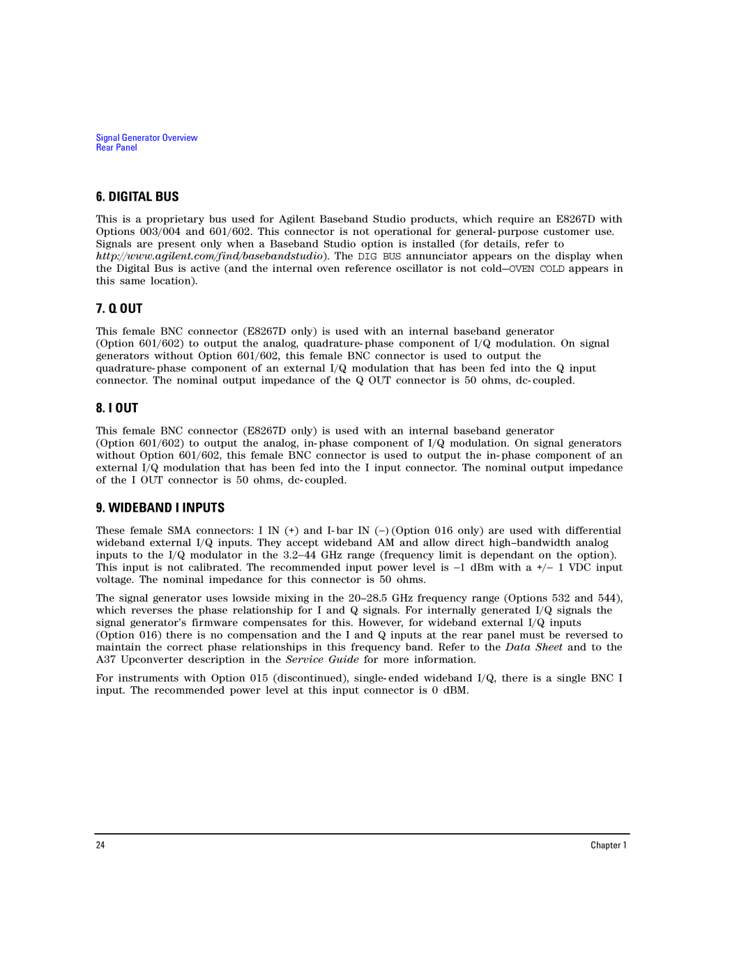 Agilent Technologies E8267D PSG, E8257D PSG manual Digital BUS, Out 