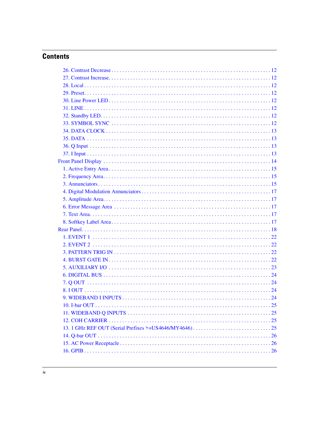 Agilent Technologies E8267D PSG, E8257D PSG manual Contents 