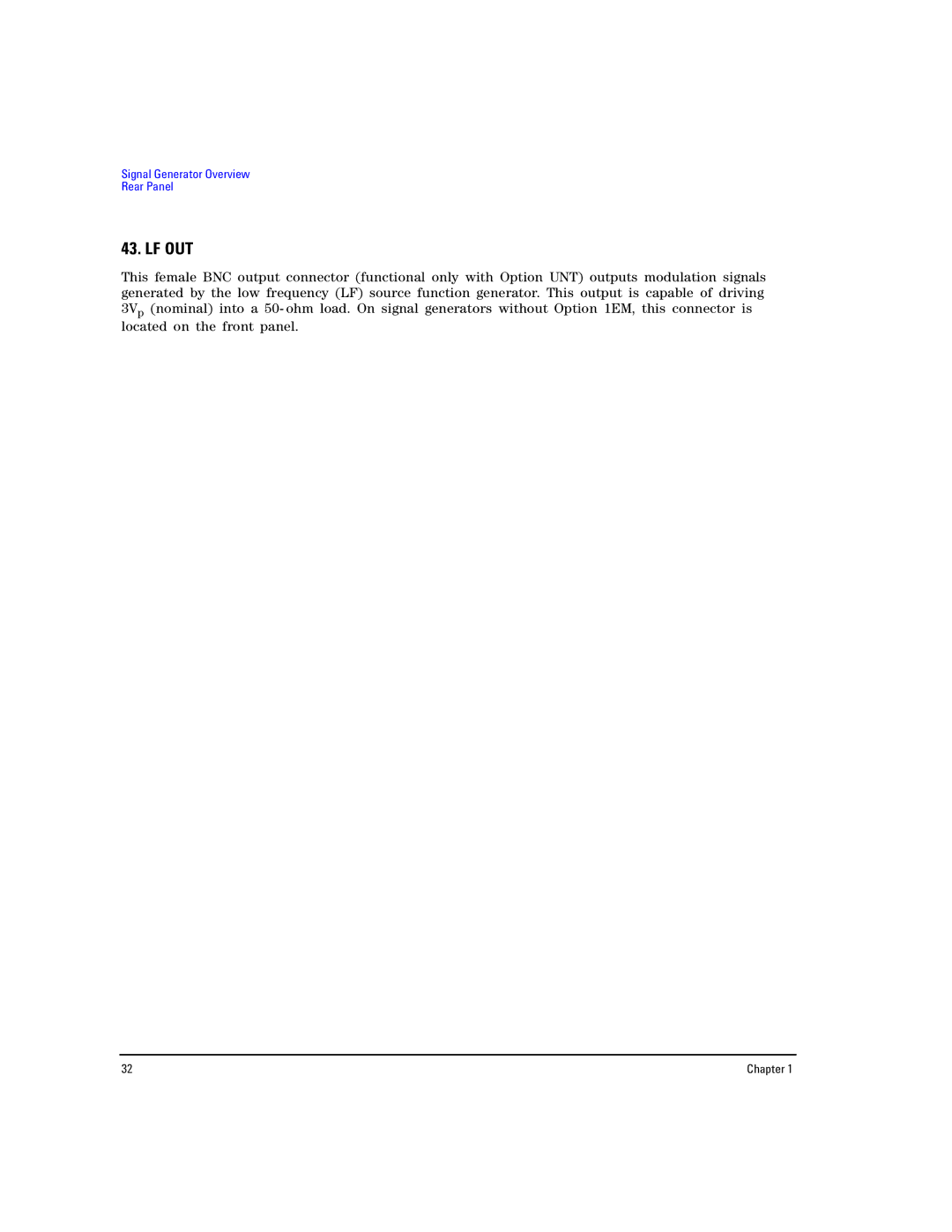 Agilent Technologies E8267D PSG, E8257D PSG manual Lf Out 