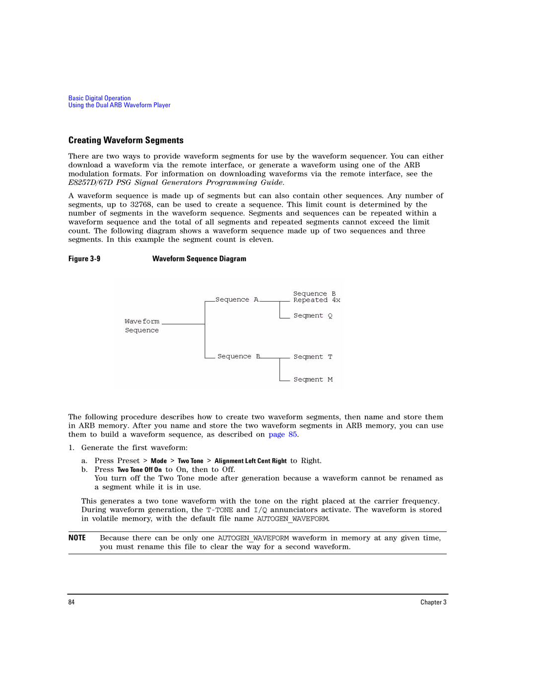 Agilent Technologies E8267D PSG, E8257D PSG manual Creating Waveform Segments 