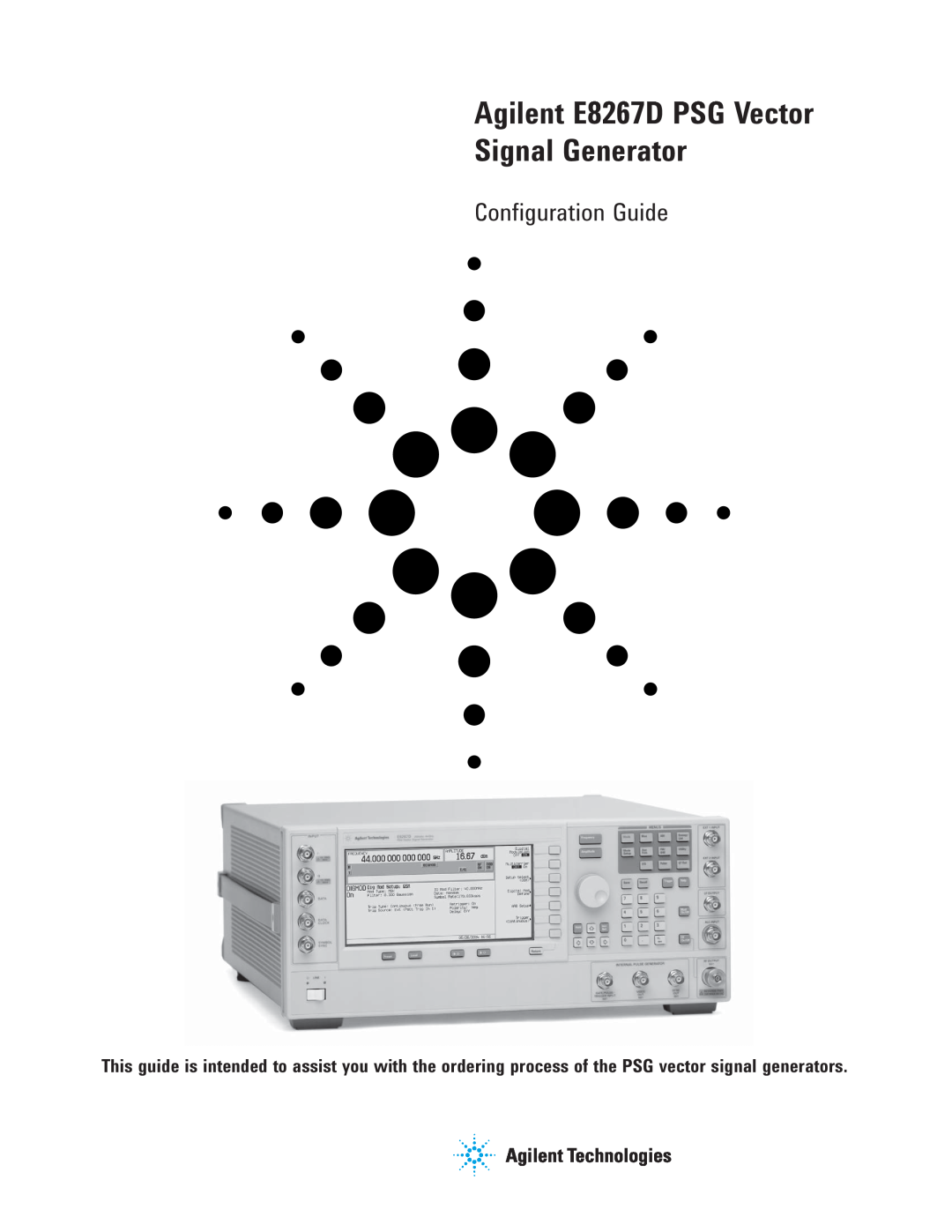 Agilent Technologies manual Agilent E8267D PSG Vector Signal Generator, Configuration Guide 