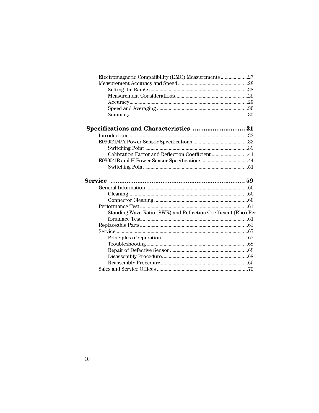 Agilent Technologies E9300 manual Standing Wave Ratio SWR and Reflection Coefficient Rho Per 