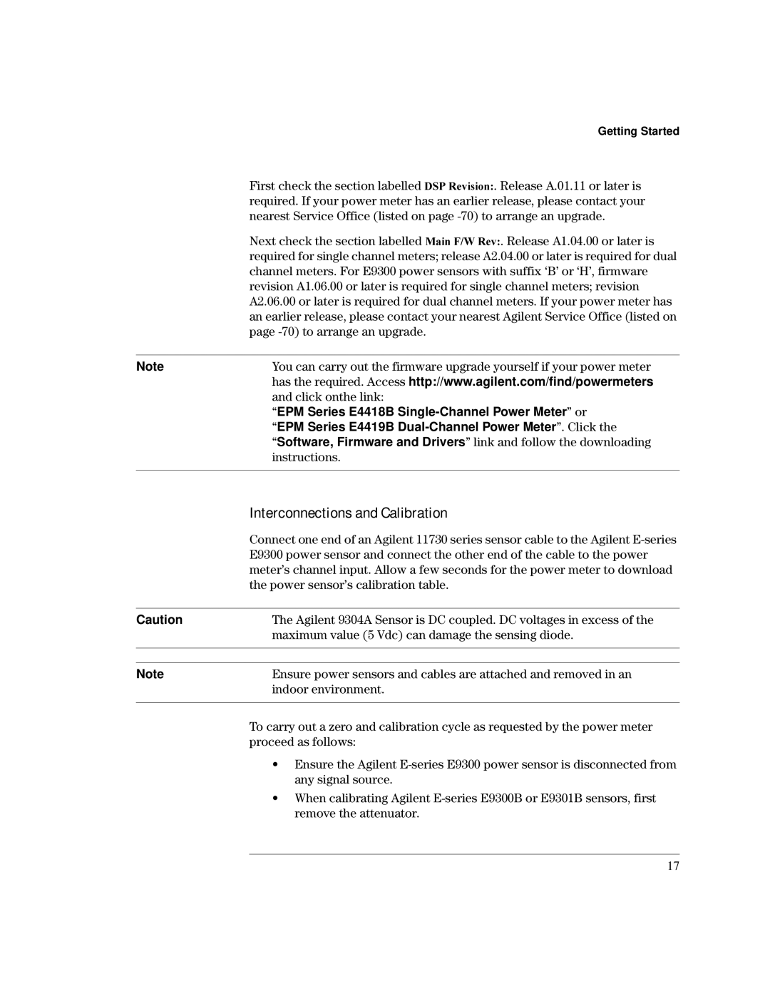 Agilent Technologies E9300 manual Interconnections and Calibration 