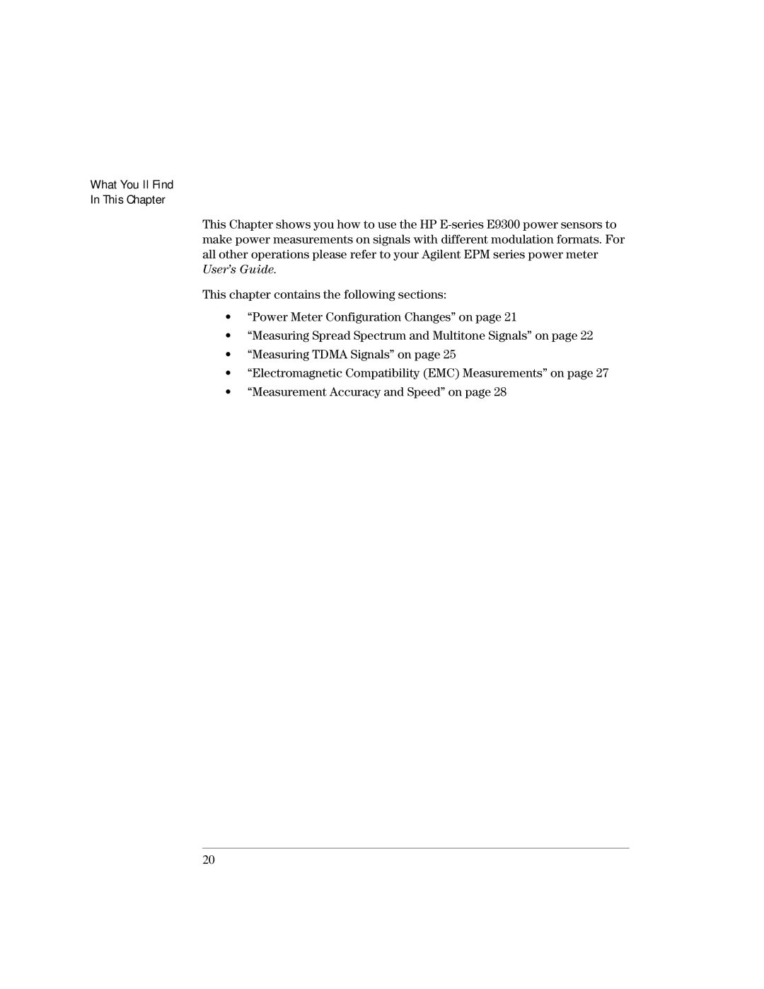 Agilent Technologies E9300 manual What You’ll Find This Chapter 