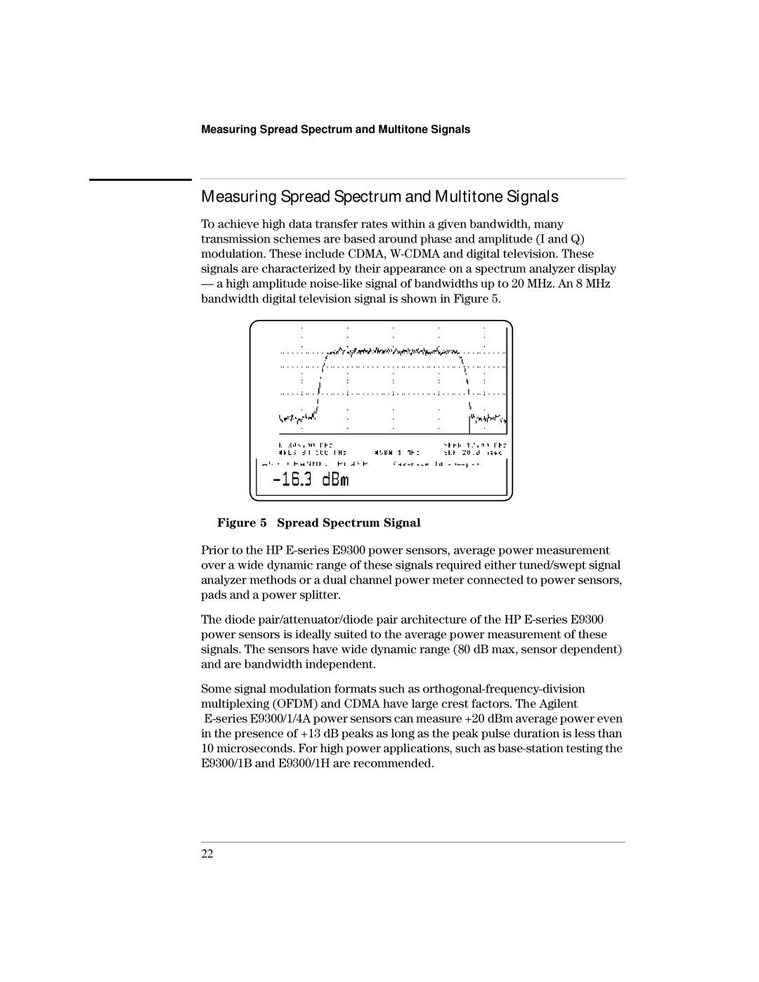 Agilent Technologies E9300 manual Measuring Spread Spectrum and Multitone Signals, Spread Spectrum Signal 