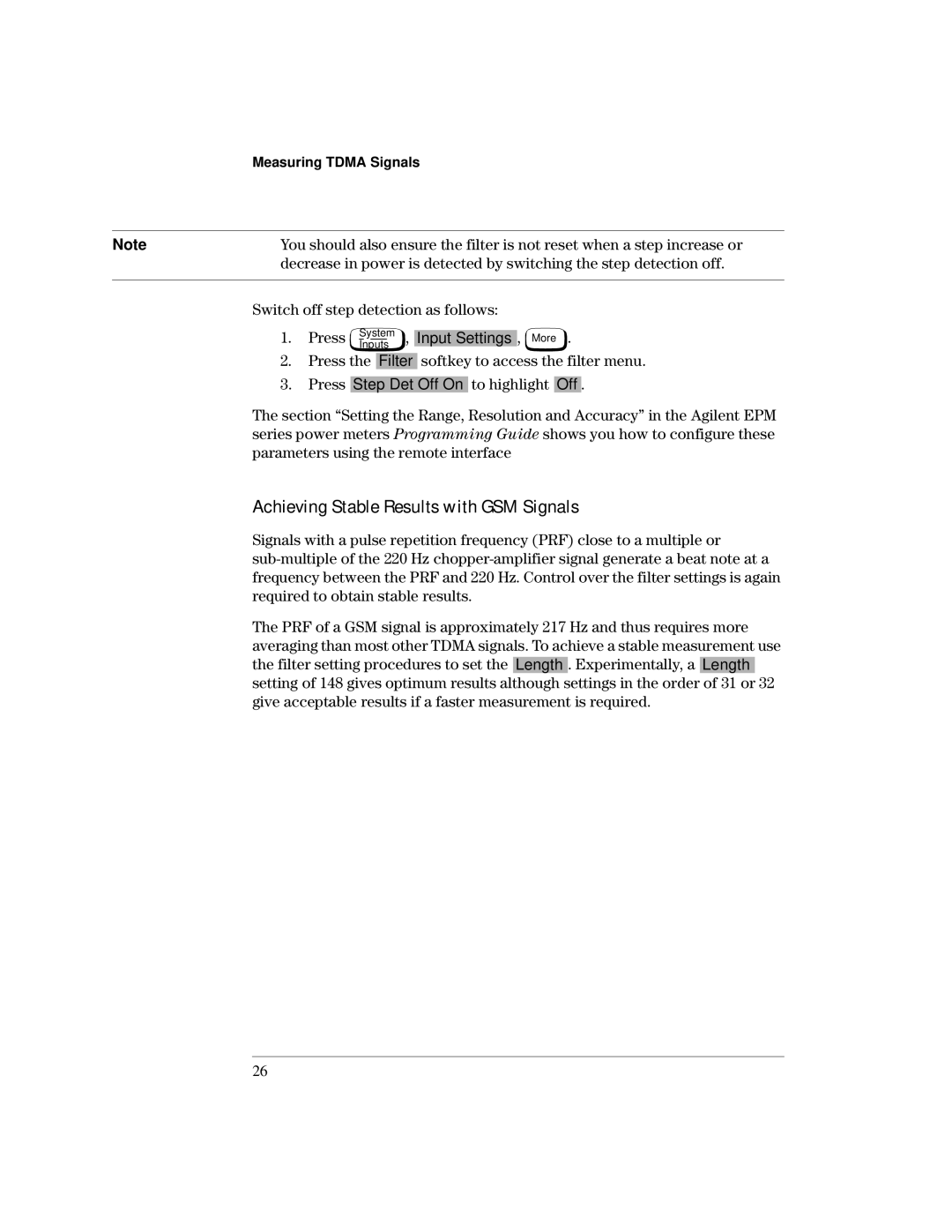 Agilent Technologies E9300 manual Achieving Stable Results with GSM Signals, Input Settings , More 