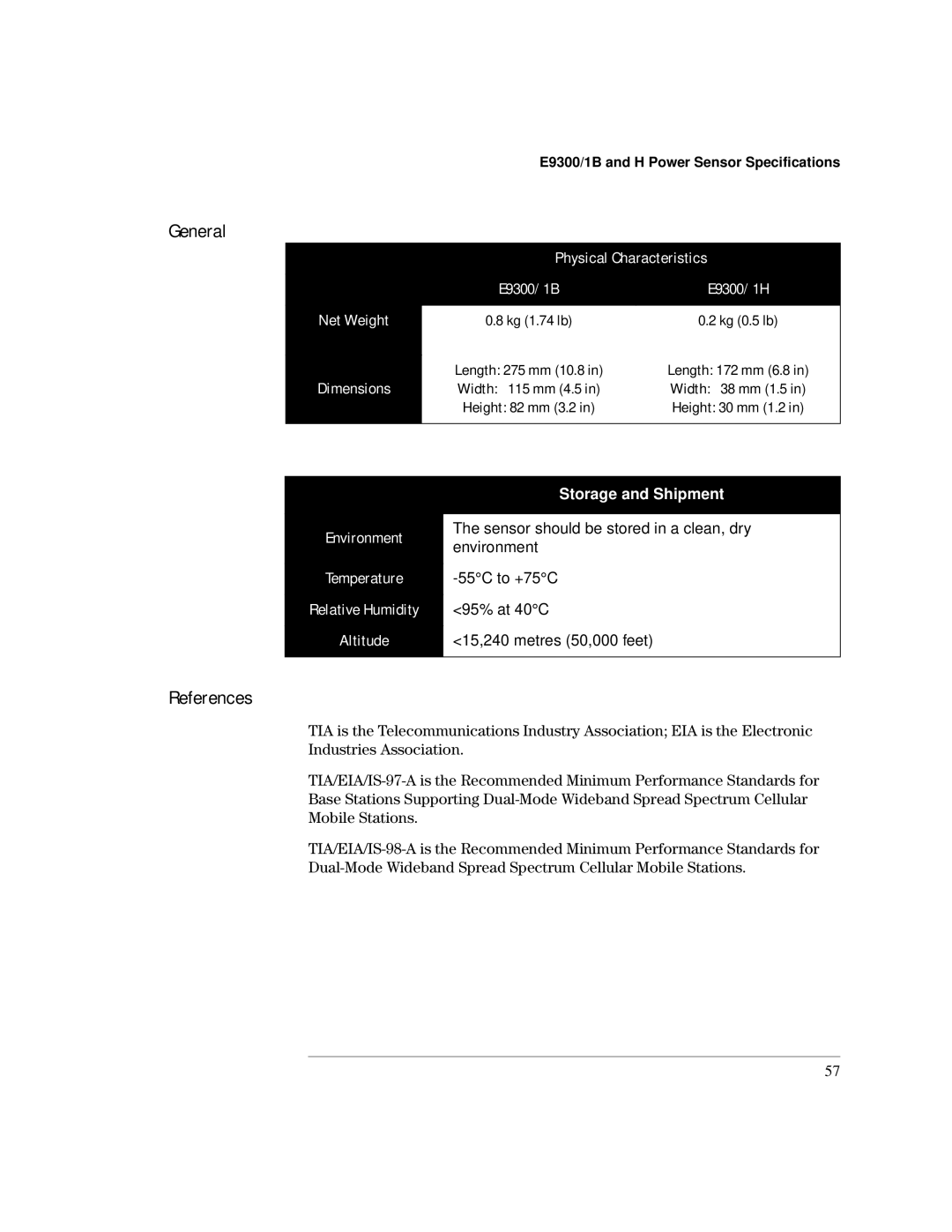 Agilent Technologies E9300 manual References, Storage and Shipment Environment 