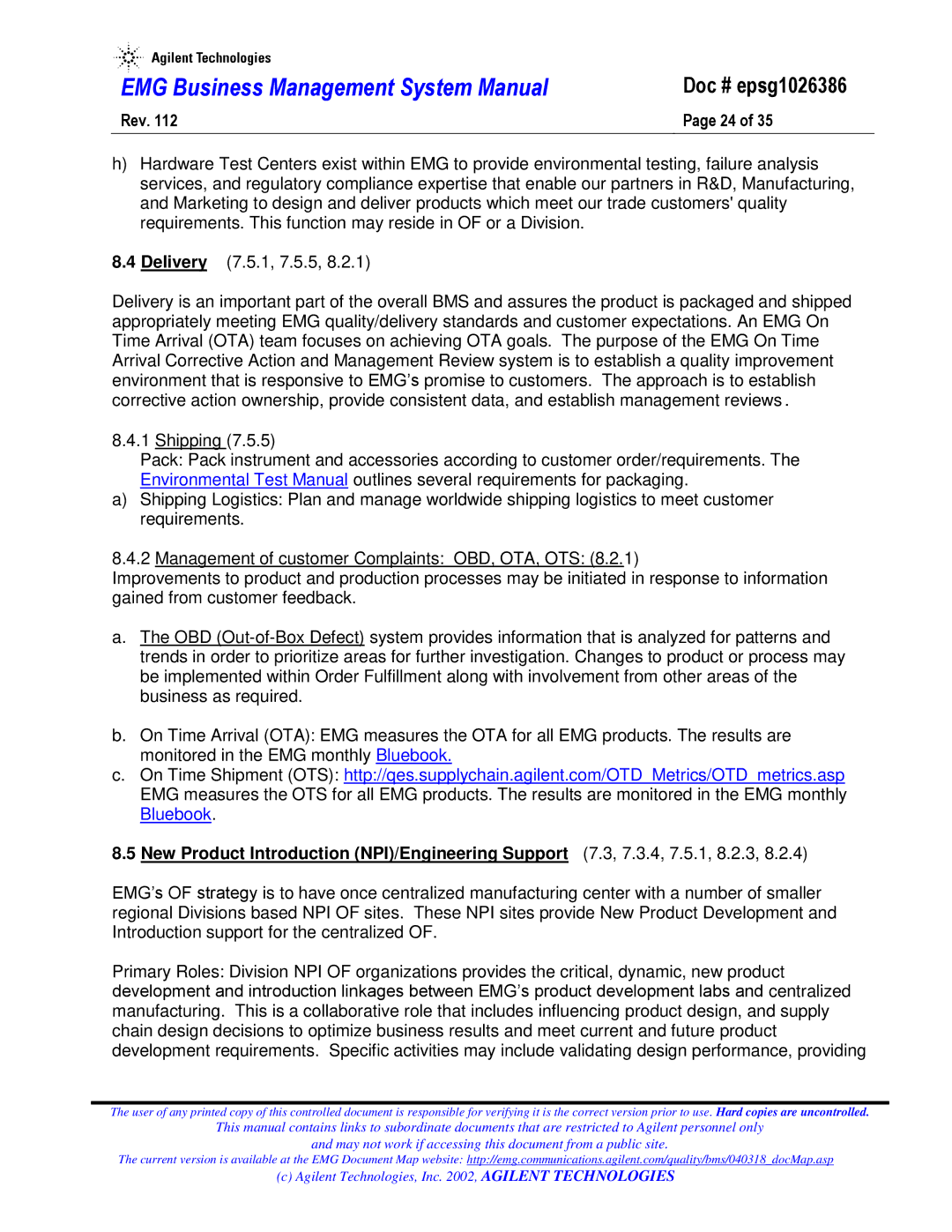 Agilent Technologies epsg1026386 system manual  