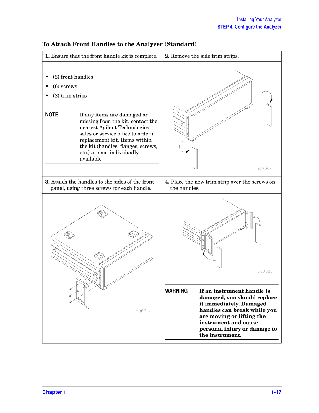 Agilent Technologies 8719ET, ES, 8720ET, 8722ET quick start To Attach Front Handles to the Analyzer Standard 