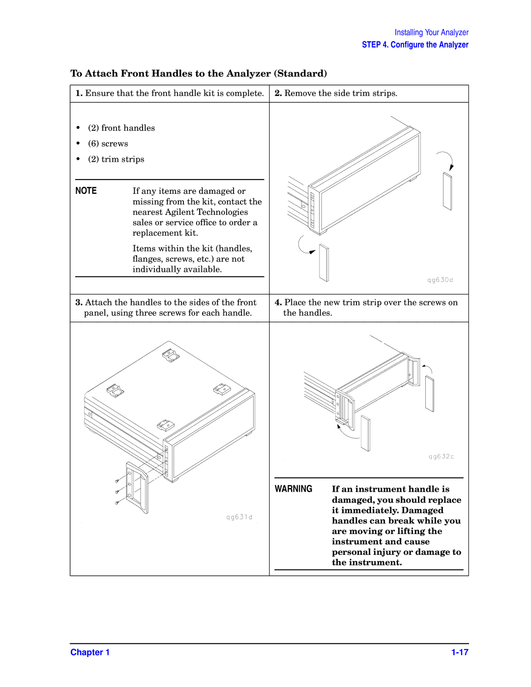 Agilent Technologies 8753ET, ES quick start To Attach Front Handles to the Analyzer Standard 