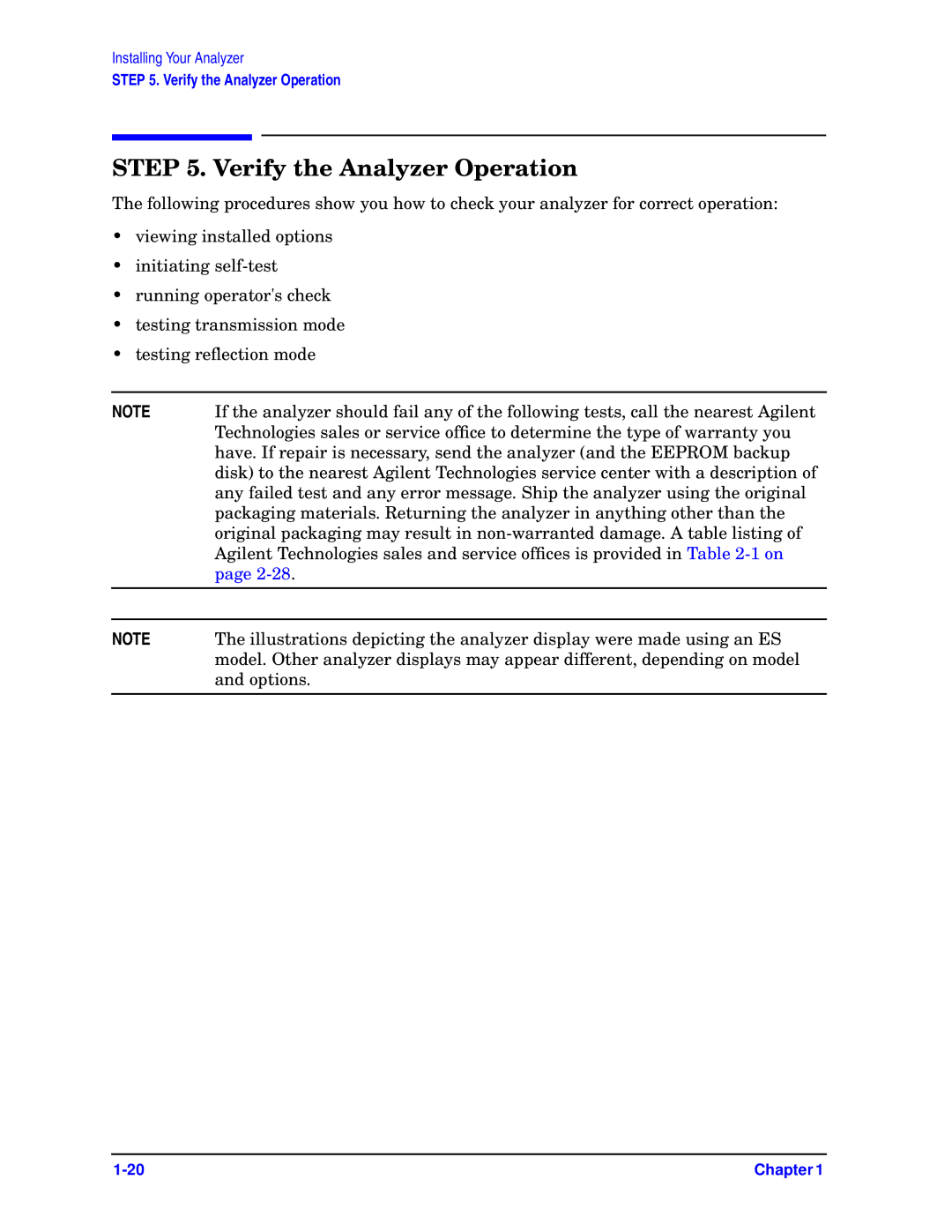 Agilent Technologies ES, 8753ET quick start Verify the Analyzer Operation 