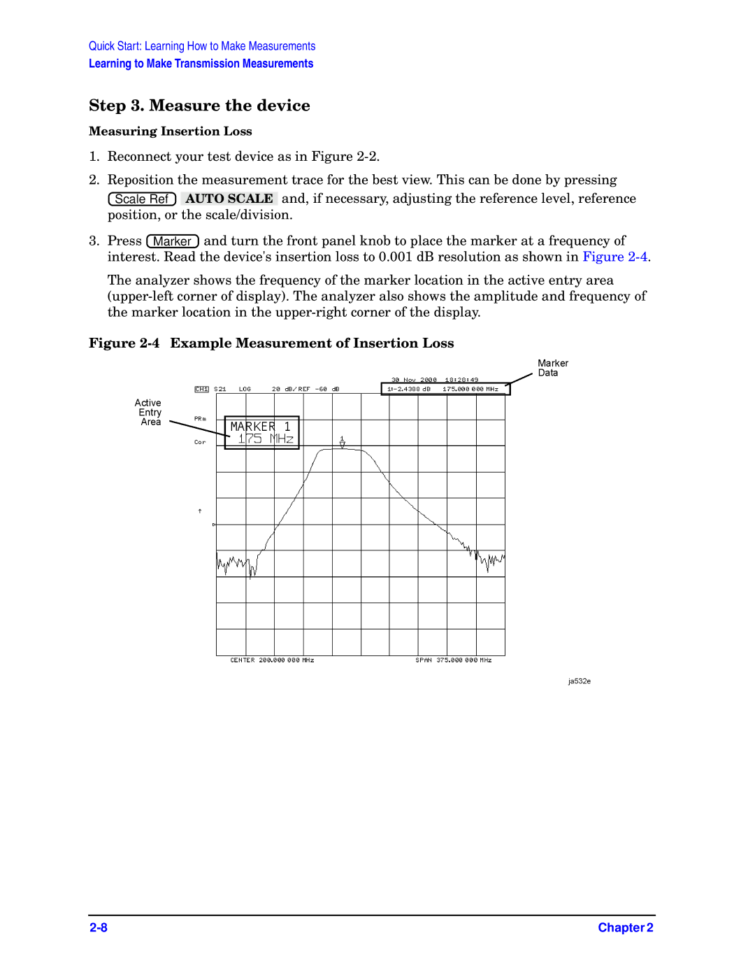 Agilent Technologies 8753ET, ES quick start Example Measurement of Insertion Loss 