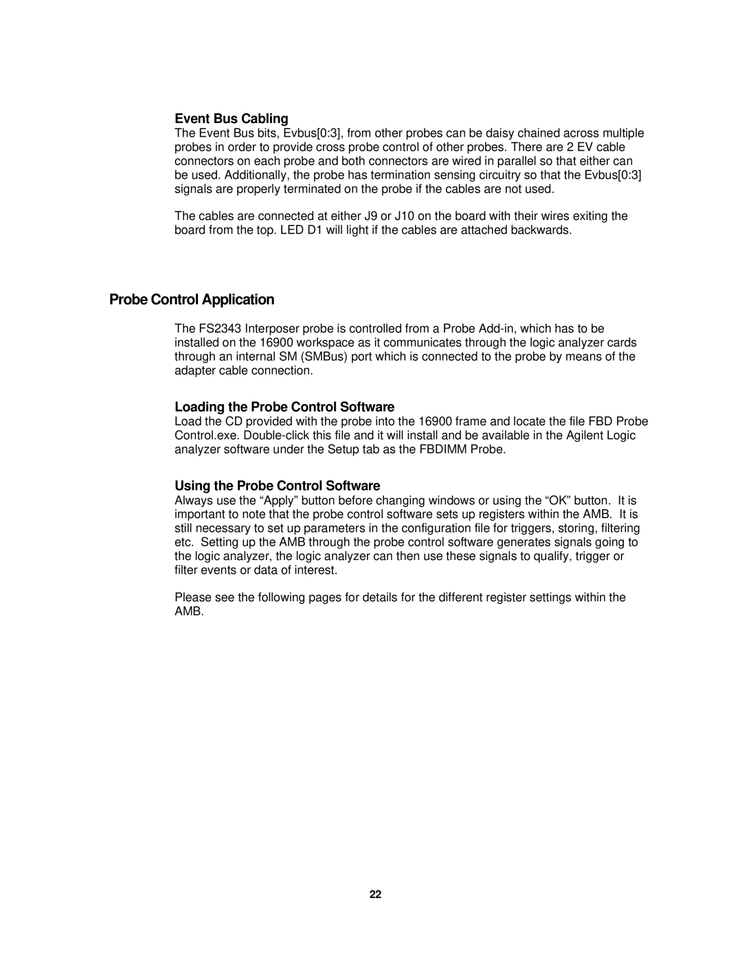 Agilent Technologies FS2343 user manual Probe Control Application, Event Bus Cabling, Loading the Probe Control Software 