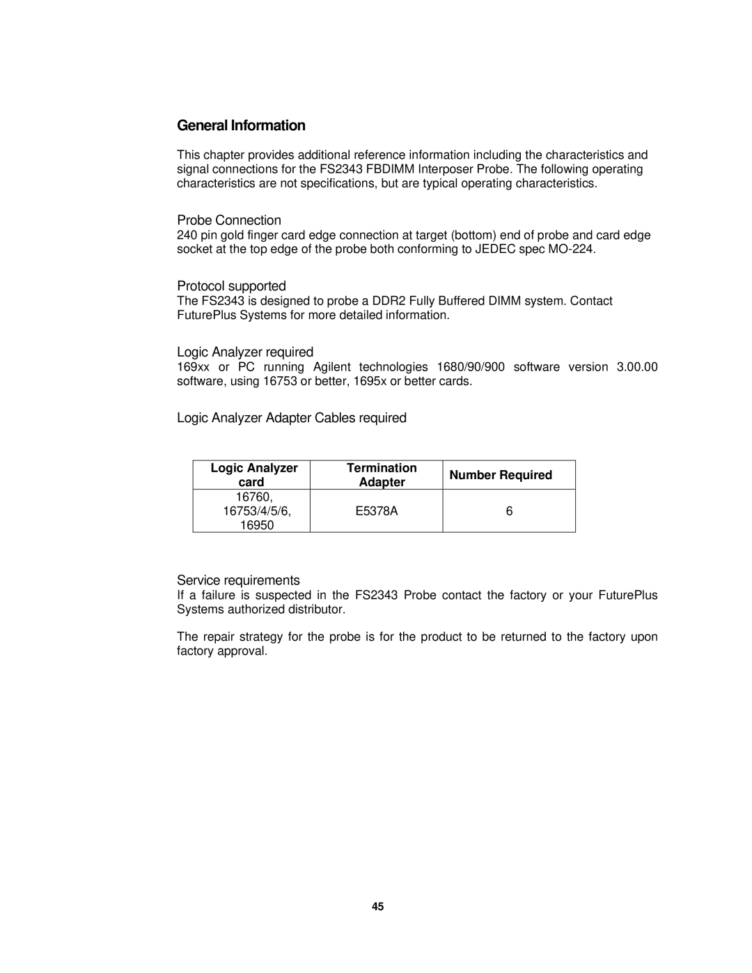 Agilent Technologies FS2343 user manual General Information 