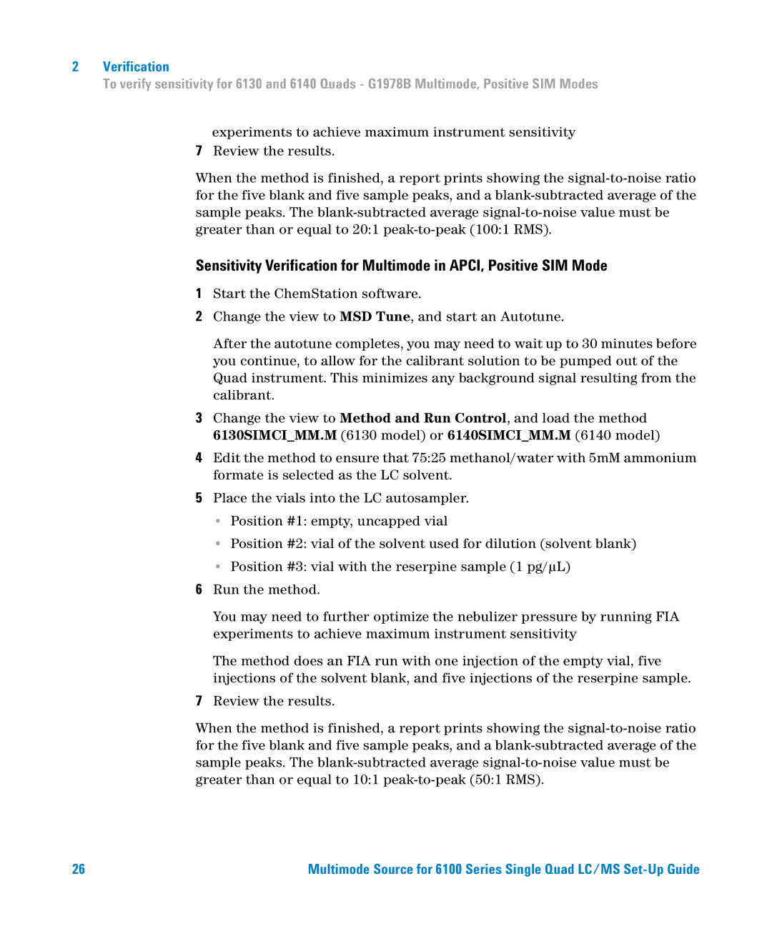 Agilent Technologies G1978B setup guide Verification 