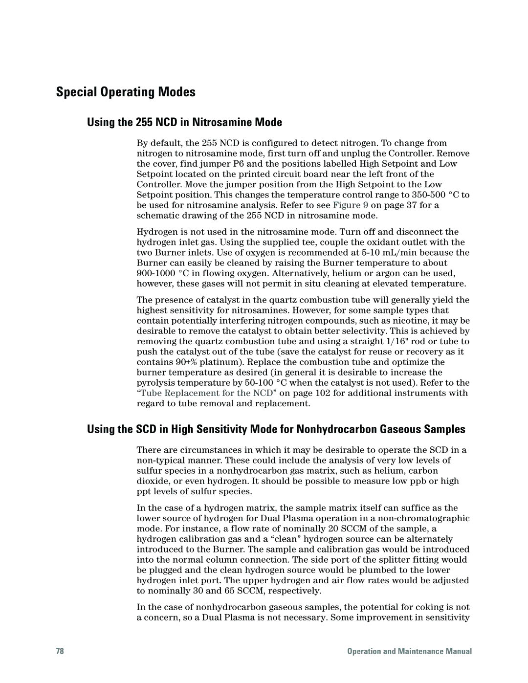 Agilent Technologies G6600-90006 manual Special Operating Modes, Using the 255 NCD in Nitrosamine Mode 