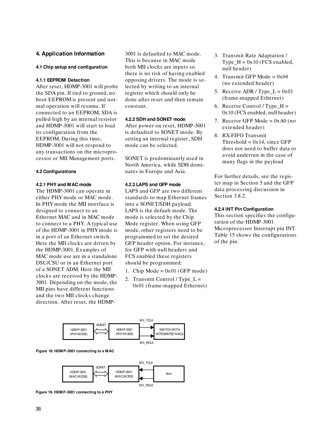 Agilent Technologies HDMP-3001 manual Chip setup and configuration Eeprom Detection, Configurations PHY and MAC mode 