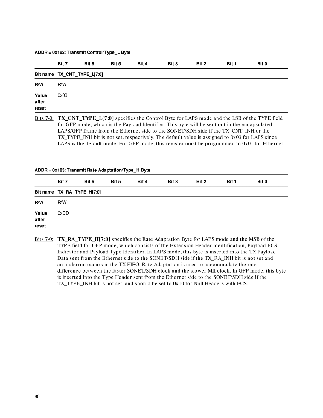 Agilent Technologies HDMP-3001 manual Value 0x03 after Reset, Value 0xDD after Reset 