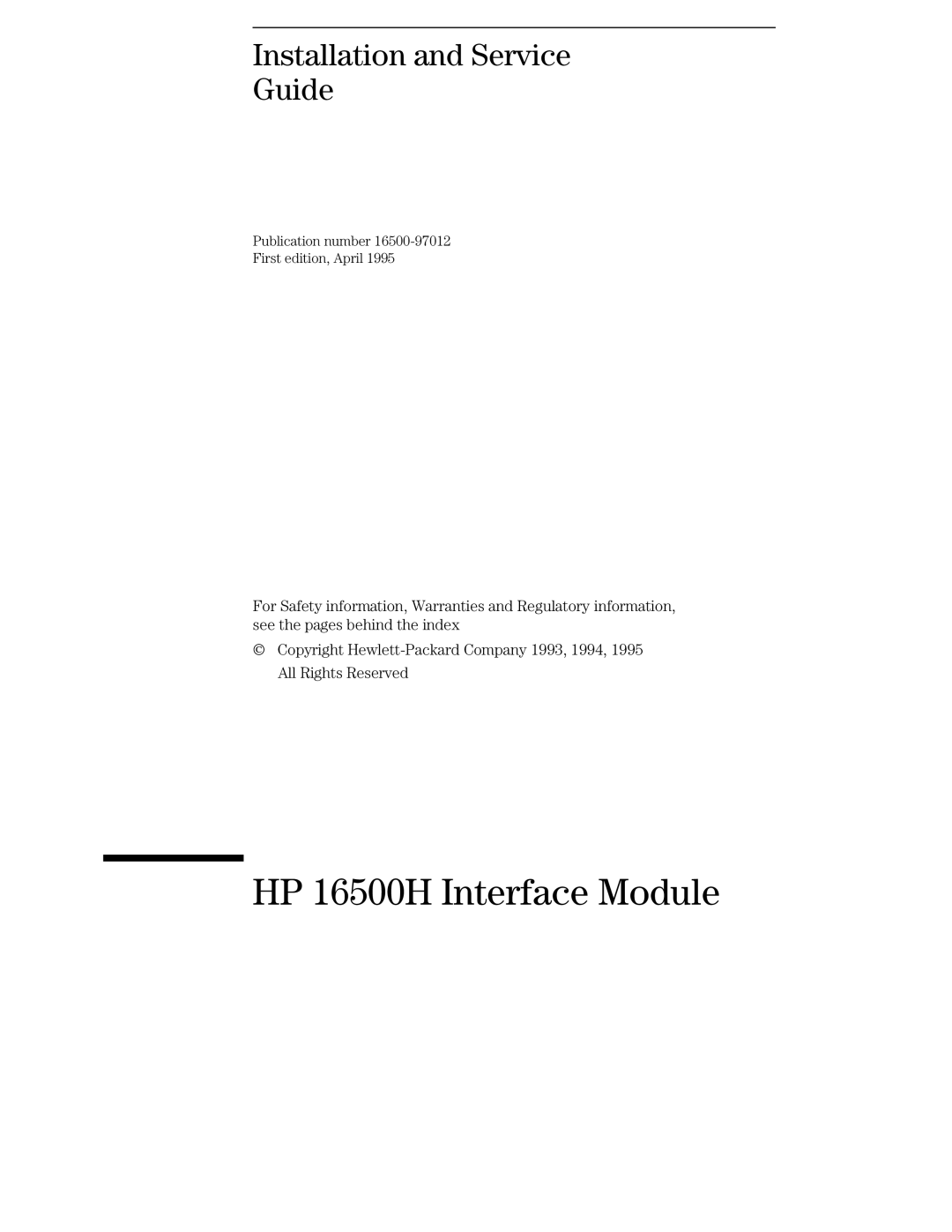 Agilent Technologies HP 16500B, HP 16505A manual HP 16500H Interface Module 