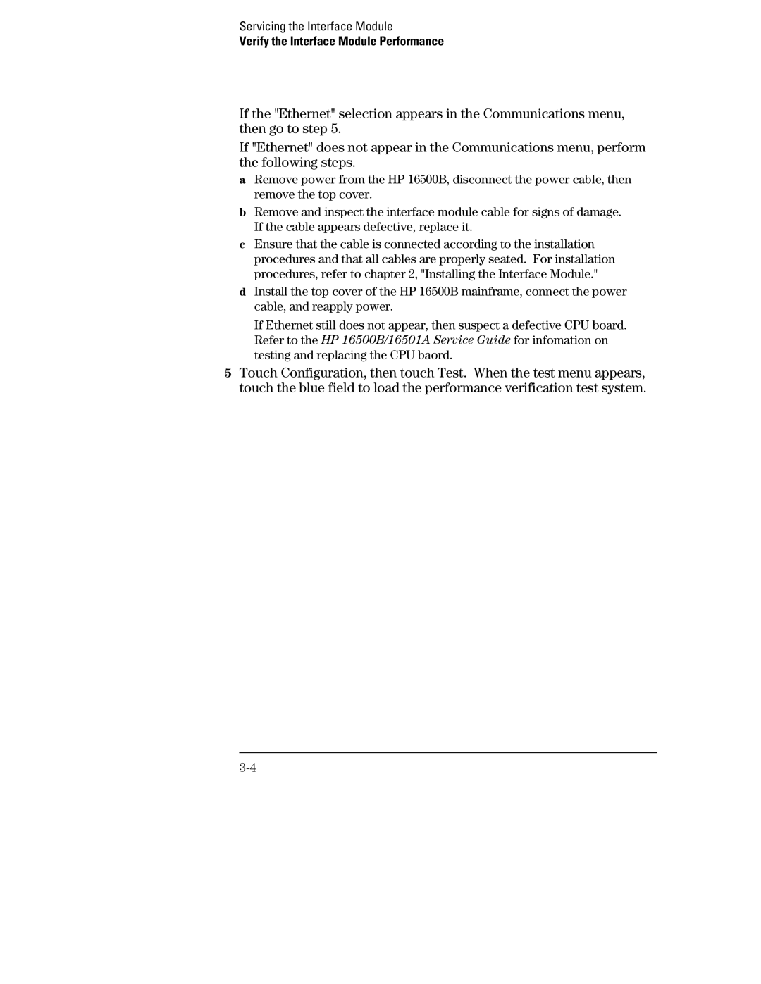 Agilent Technologies HP 16505A, HP 16500B, HP 16500H manual Verify the Interface Module Performance 