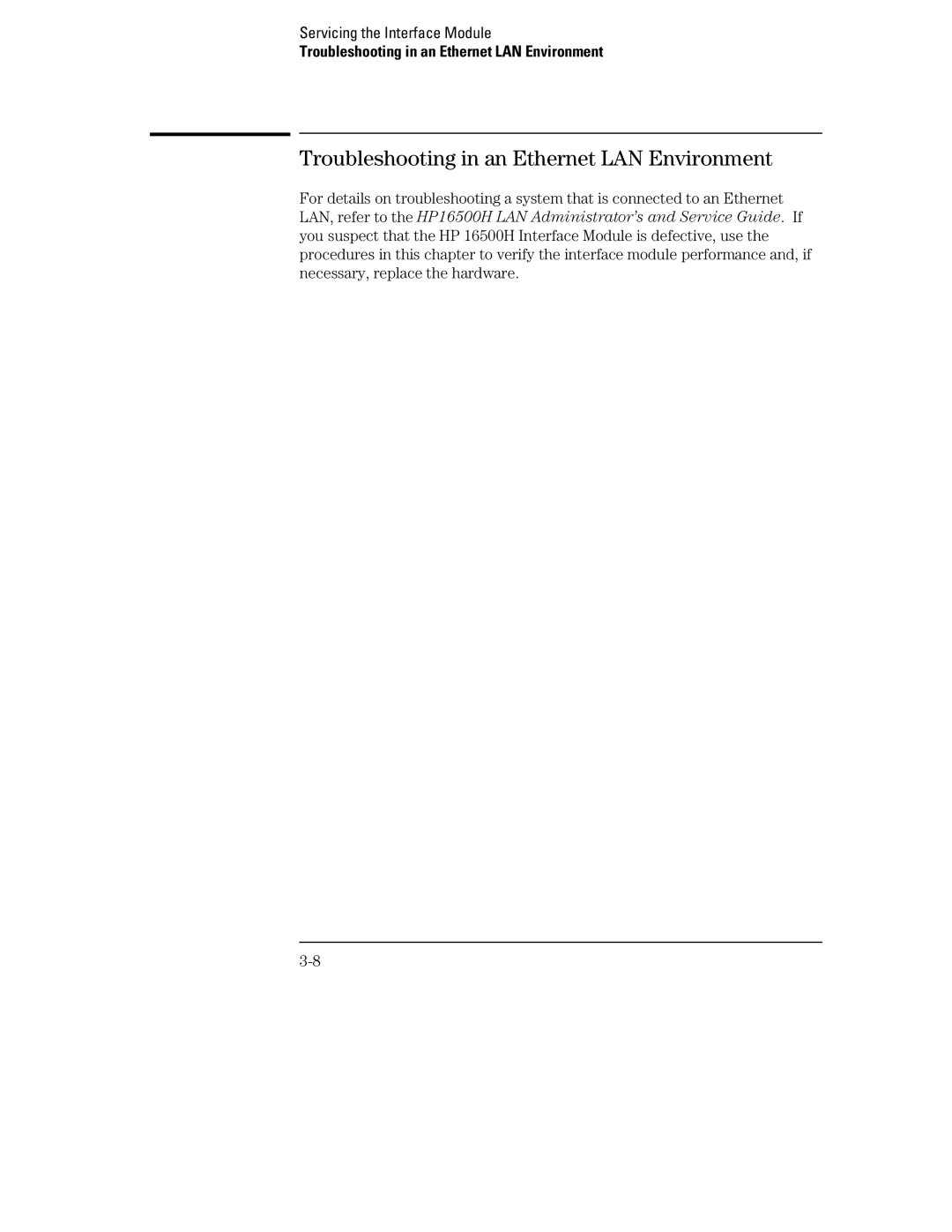 Agilent Technologies HP 16505A, HP 16500B, HP 16500H manual Troubleshooting in an Ethernet LAN Environment 