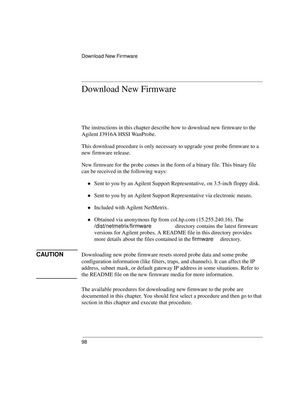 Agilent Technologies J3916A manual Download New Firmware 