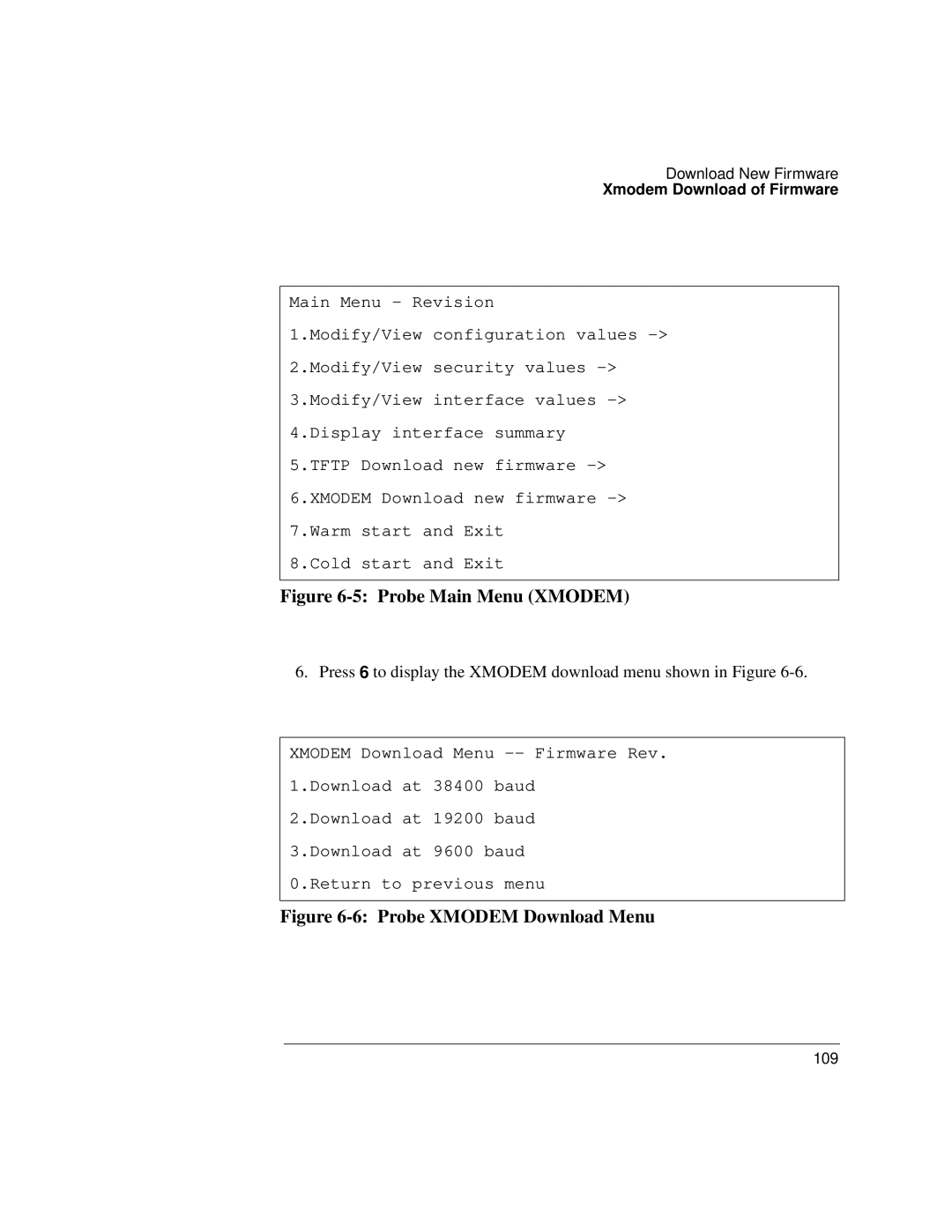 Agilent Technologies J3916A manual Probe Main Menu Xmodem 