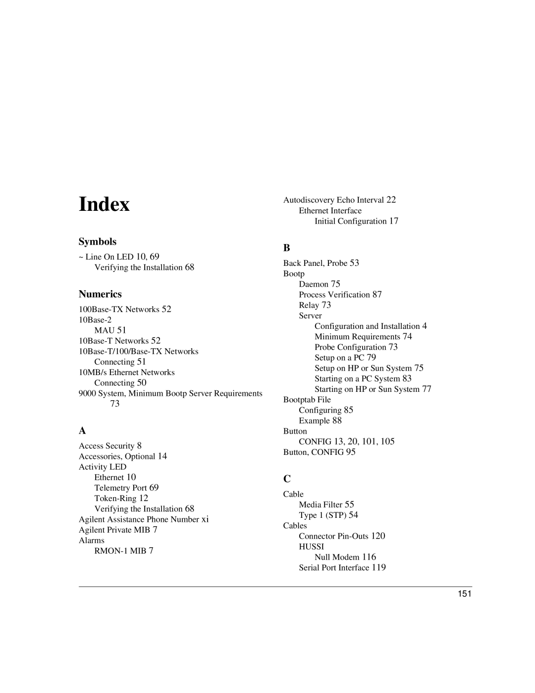 Agilent Technologies J3916A manual Symbols, Numerics 