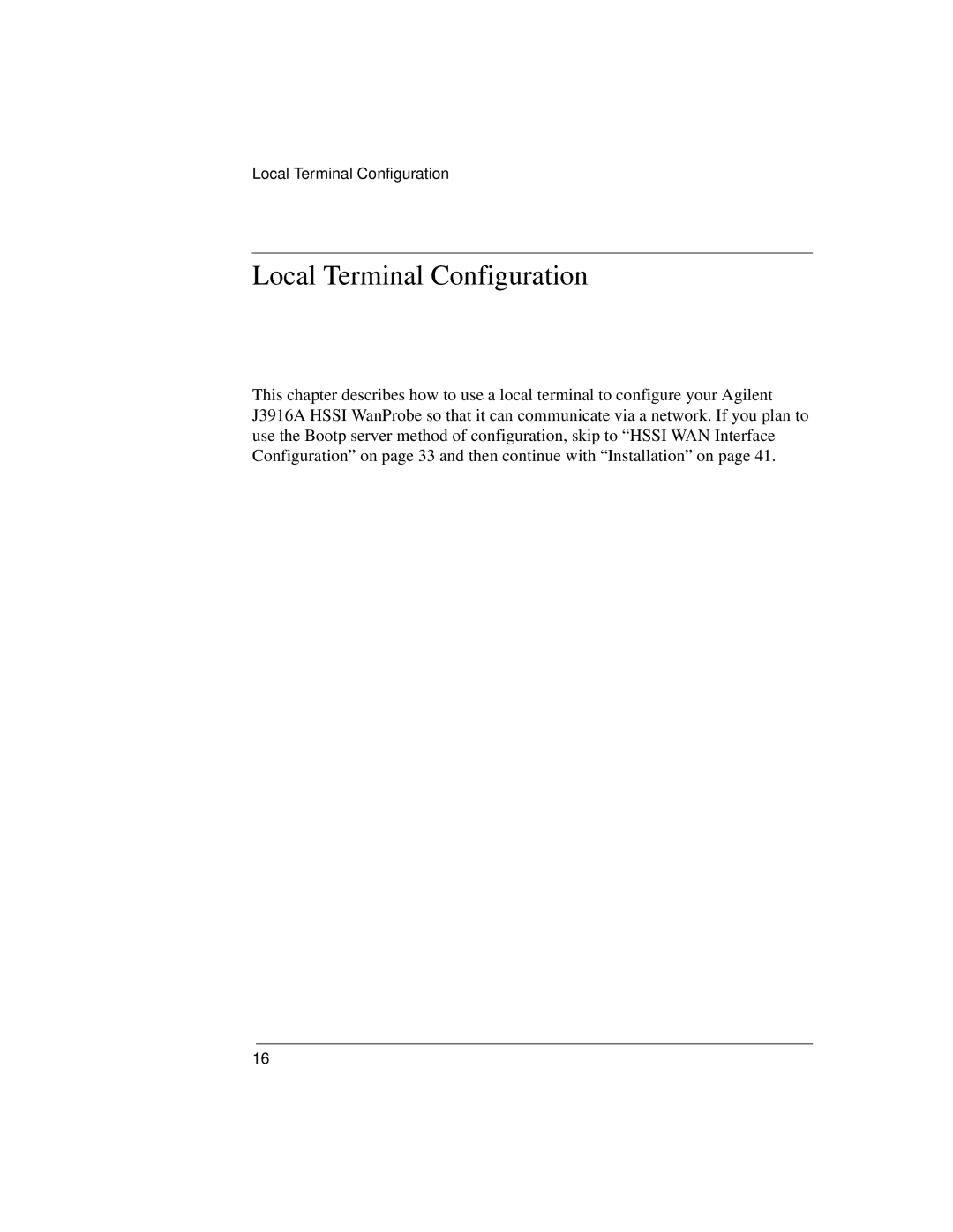 Agilent Technologies J3916A manual Local Terminal Configuration 